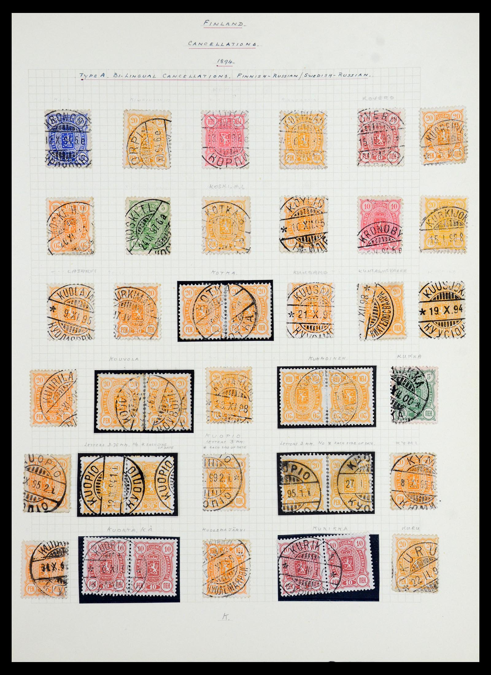 36554 045 - Postzegelverzameling 36554 Finland stempelverzameling 1850-1950.