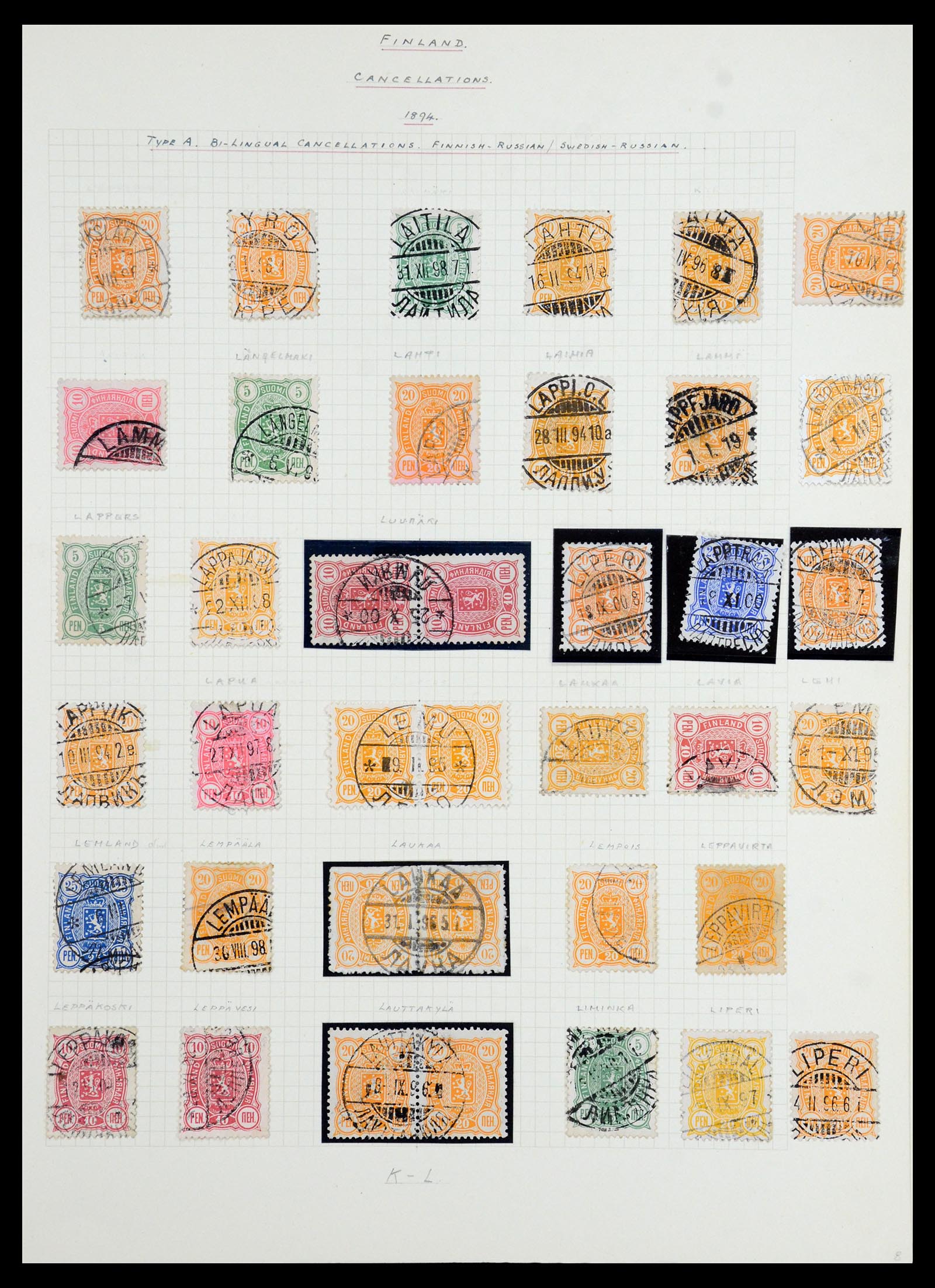 36554 046 - Postzegelverzameling 36554 Finland stempelverzameling 1850-1950.