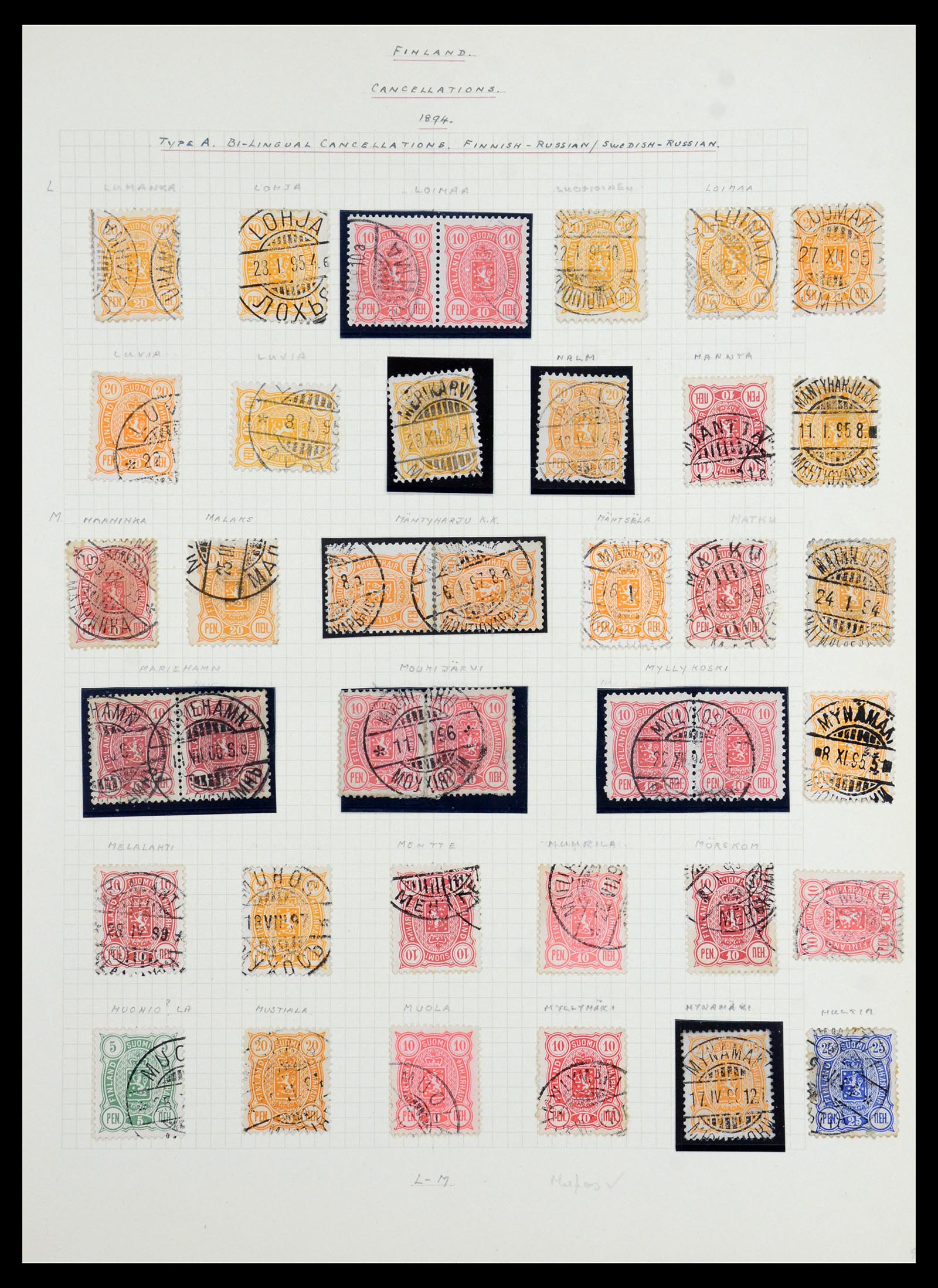 36554 047 - Postzegelverzameling 36554 Finland stempelverzameling 1850-1950.
