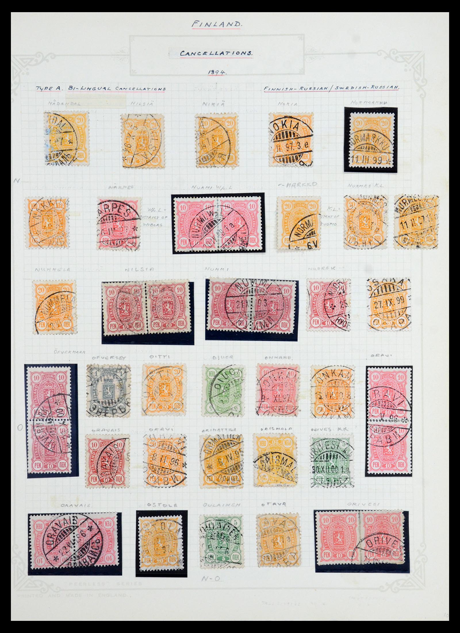 36554 048 - Postzegelverzameling 36554 Finland stempelverzameling 1850-1950.