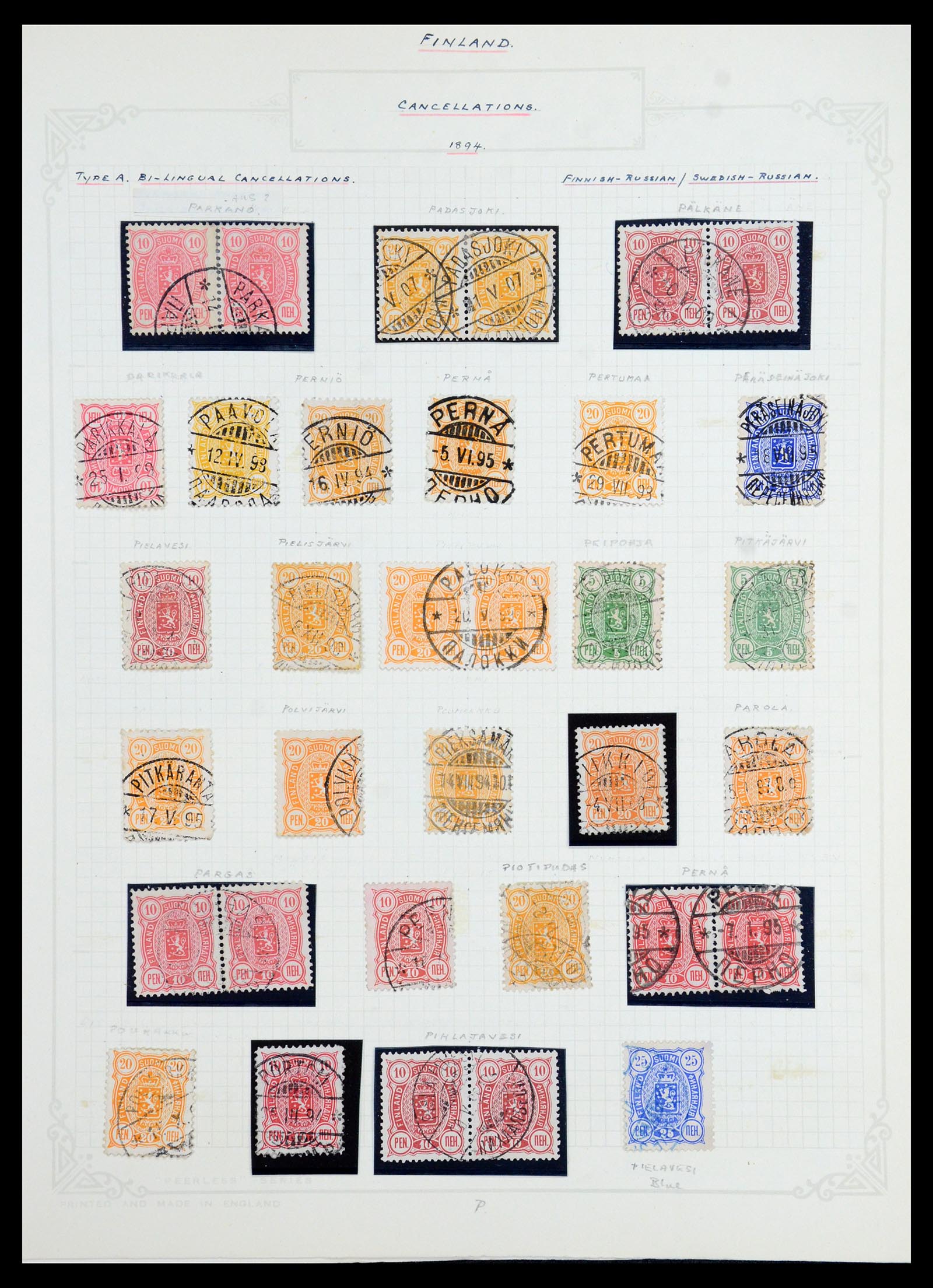 36554 049 - Postzegelverzameling 36554 Finland stempelverzameling 1850-1950.
