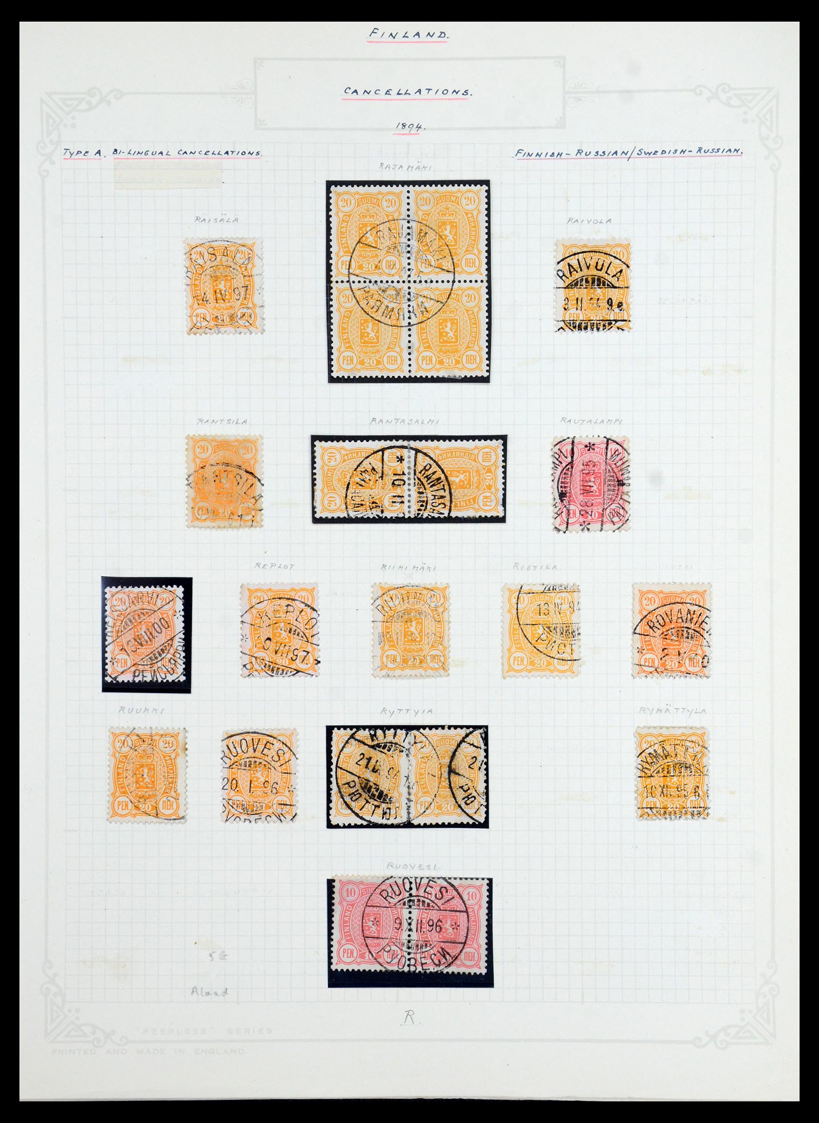 36554 051 - Postzegelverzameling 36554 Finland stempelverzameling 1850-1950.