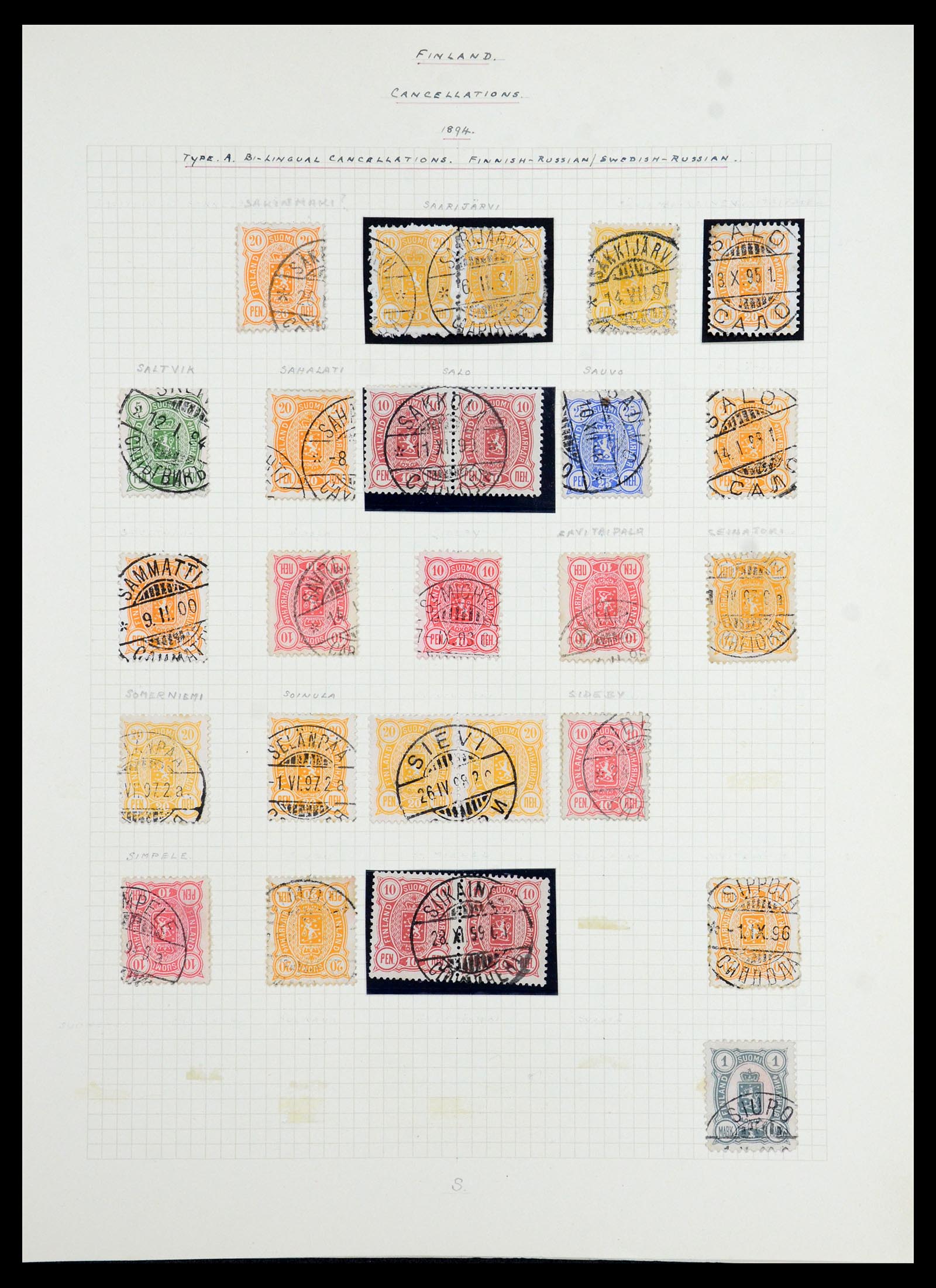 36554 052 - Postzegelverzameling 36554 Finland stempelverzameling 1850-1950.