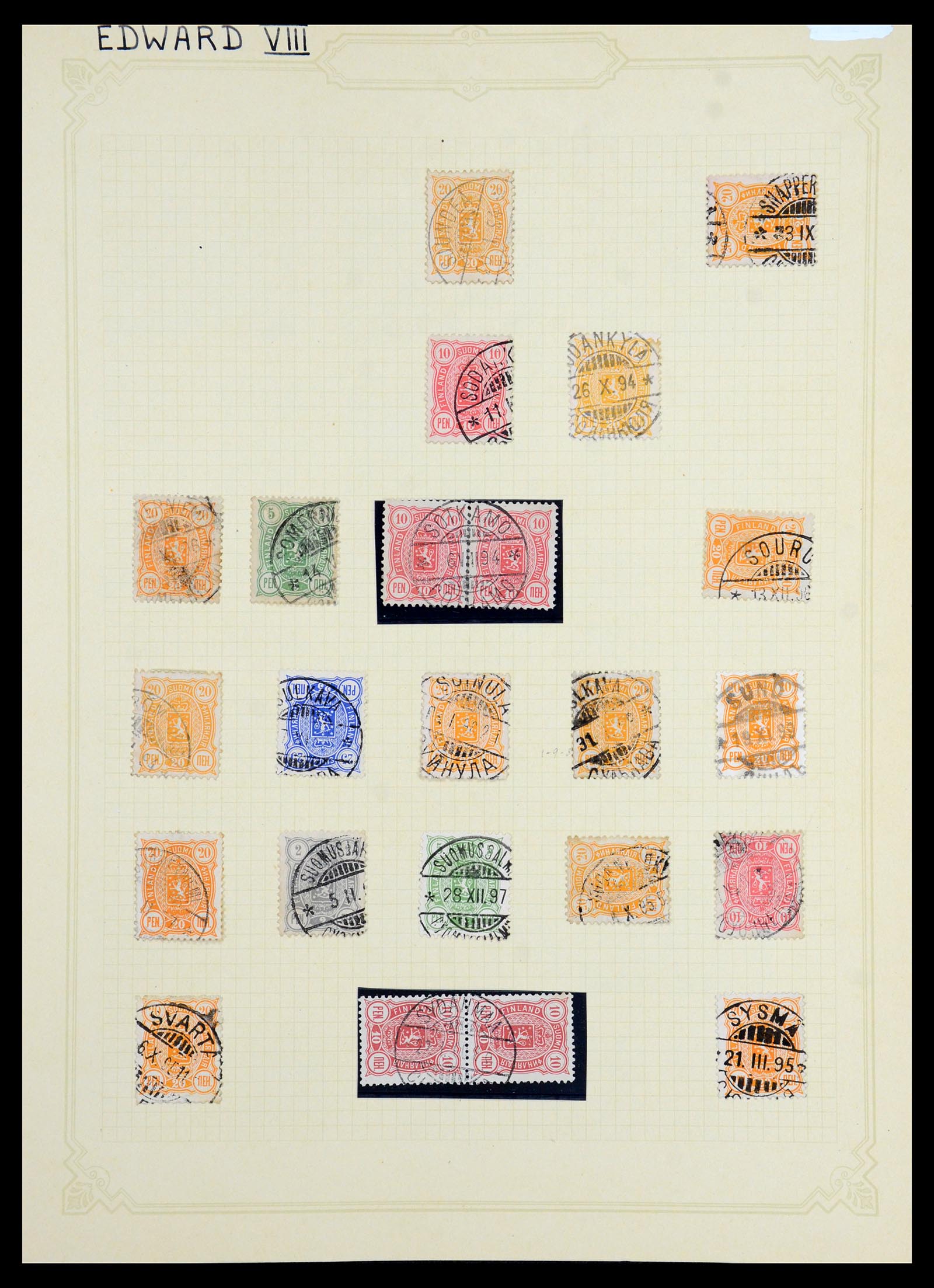 36554 053 - Postzegelverzameling 36554 Finland stempelverzameling 1850-1950.