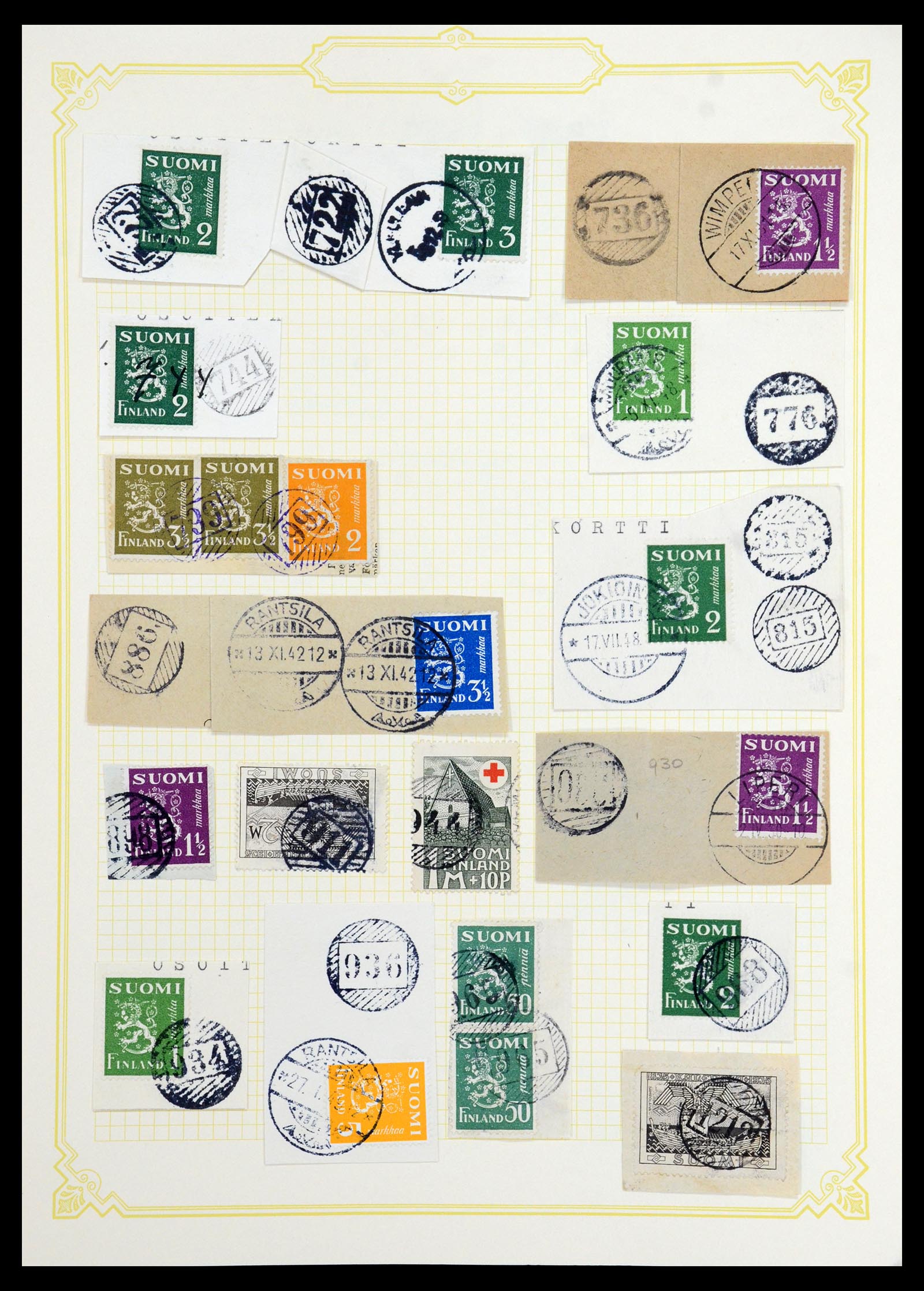 36554 111 - Stamp collection 36554 Finland cancel collection 1850-1950.