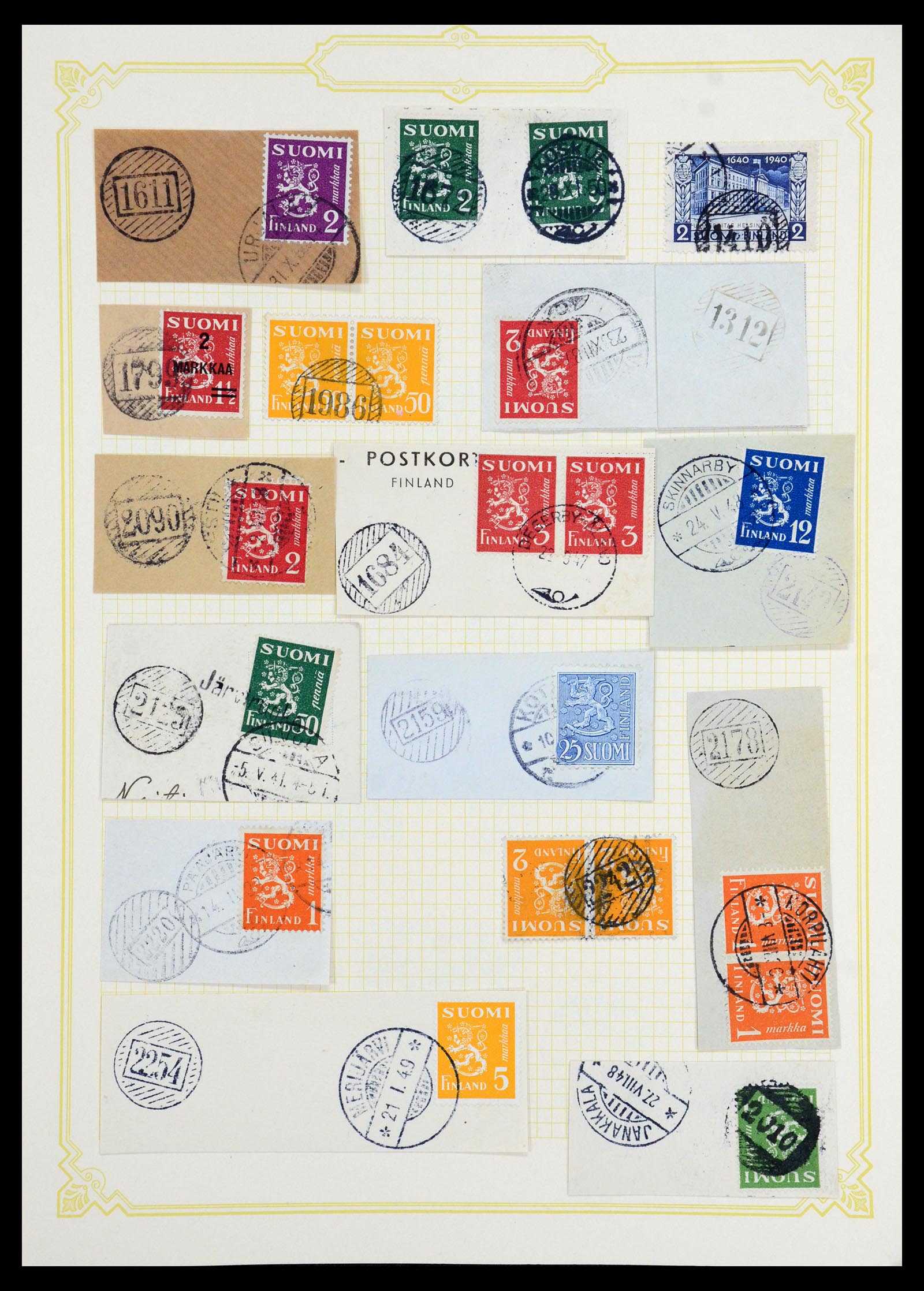 36554 112 - Stamp collection 36554 Finland cancel collection 1850-1950.