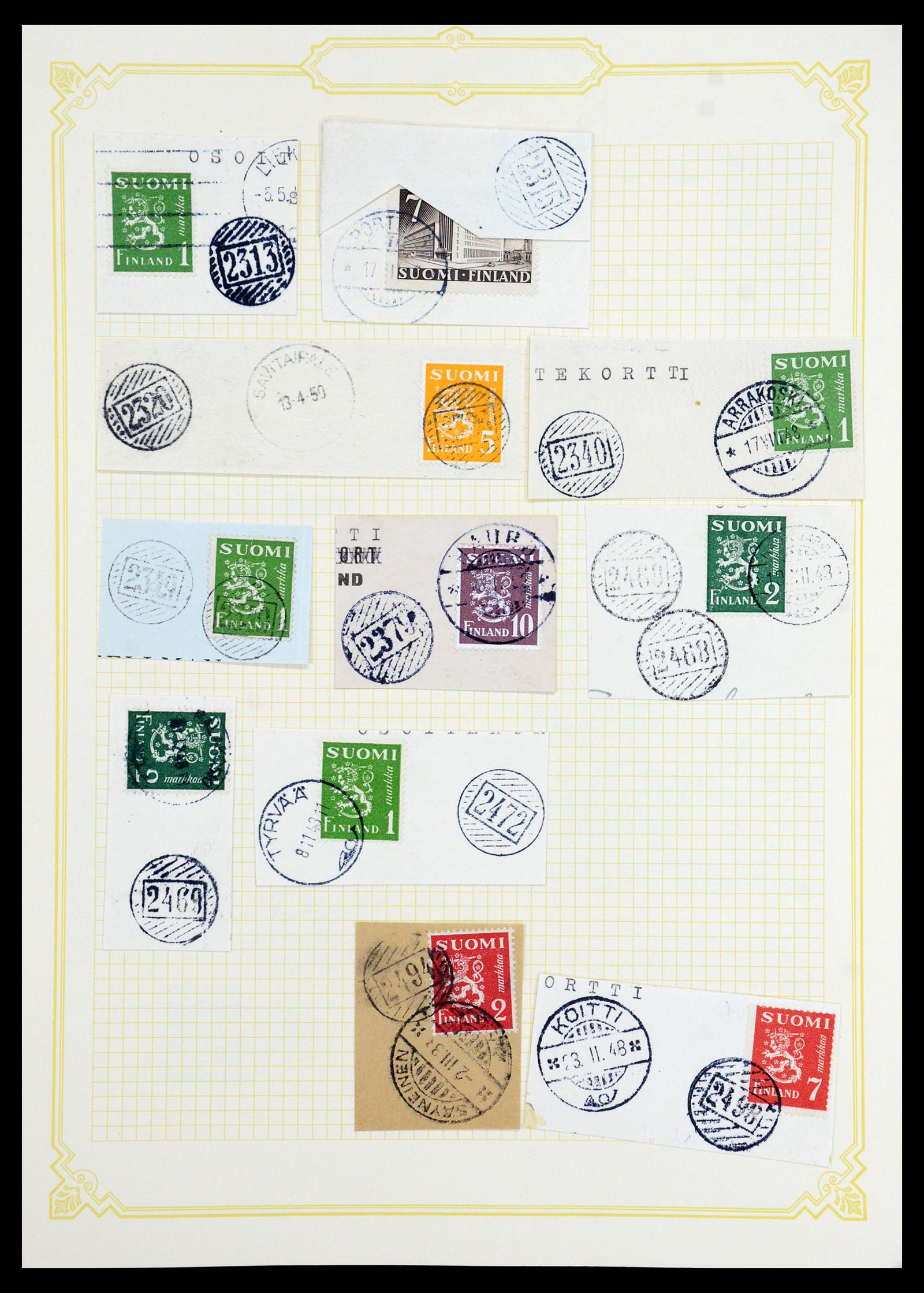 36554 113 - Stamp collection 36554 Finland cancel collection 1850-1950.
