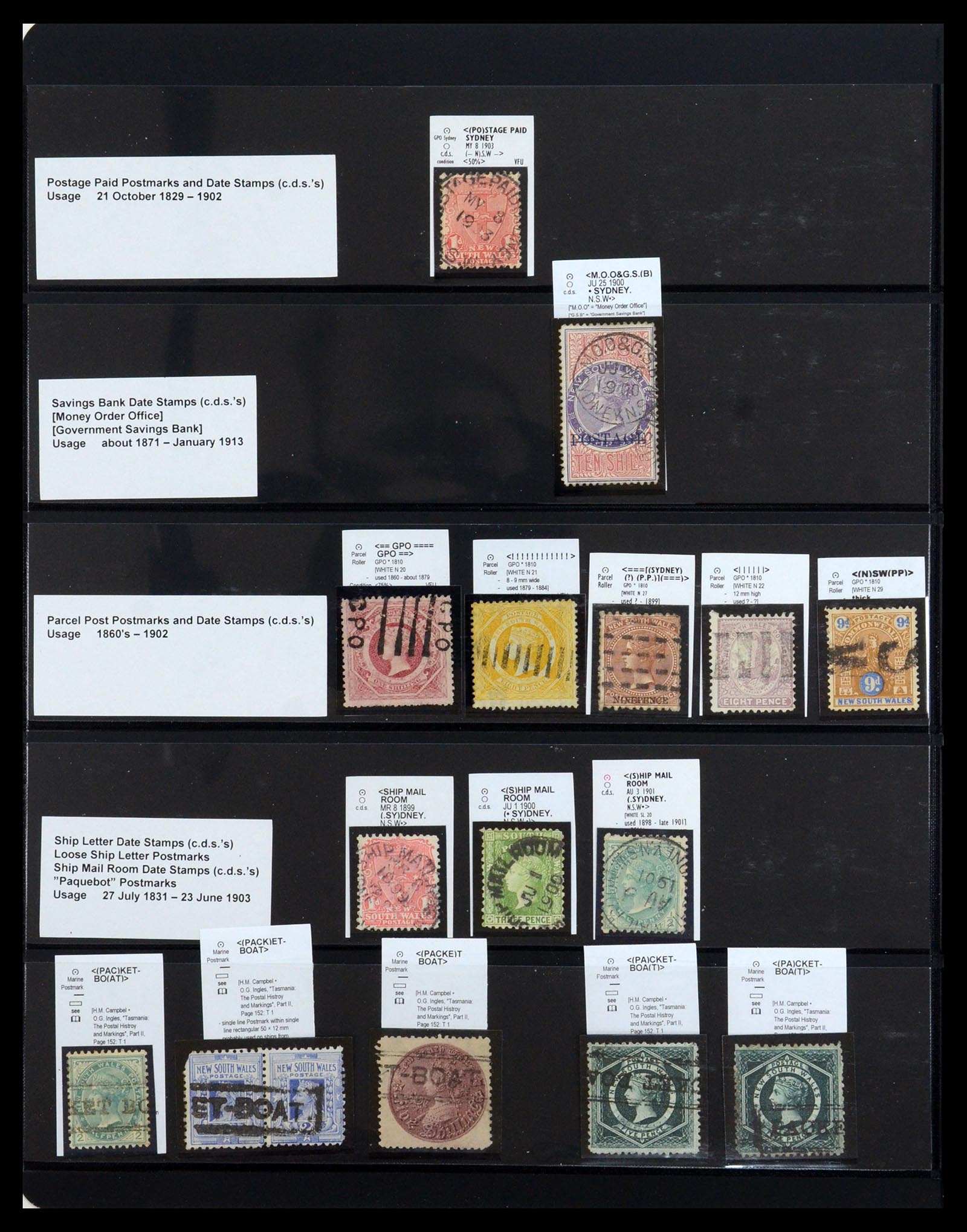 36560 084 - Postzegelverzameling 36560 Nieuw Zuid Wales stempels 1850-1912.