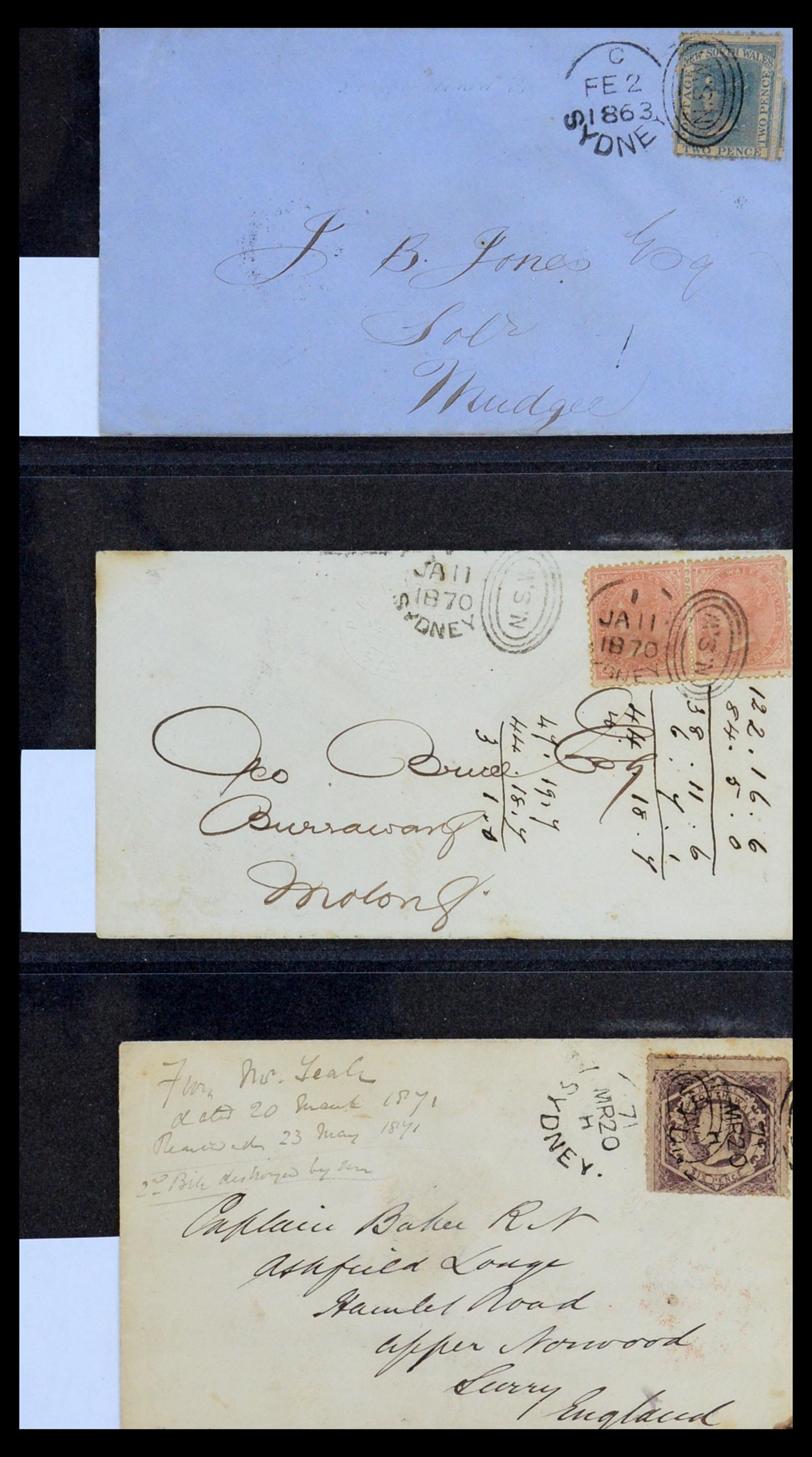 36569 015 - Stamp collection 36569 Australian States covers and cards 1863-1909.