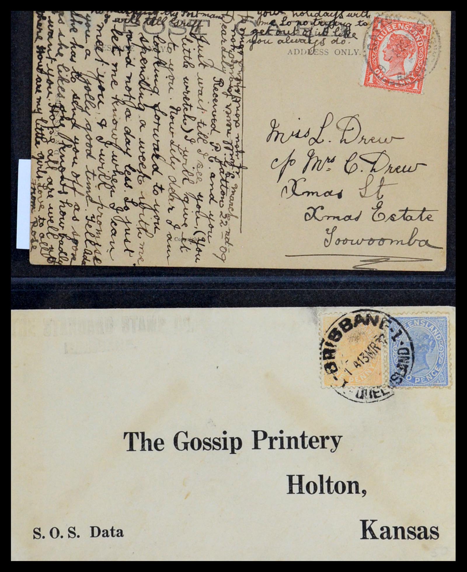 36569 024 - Postzegelverzameling 36569 Australische Staten brieven en kaarten 186