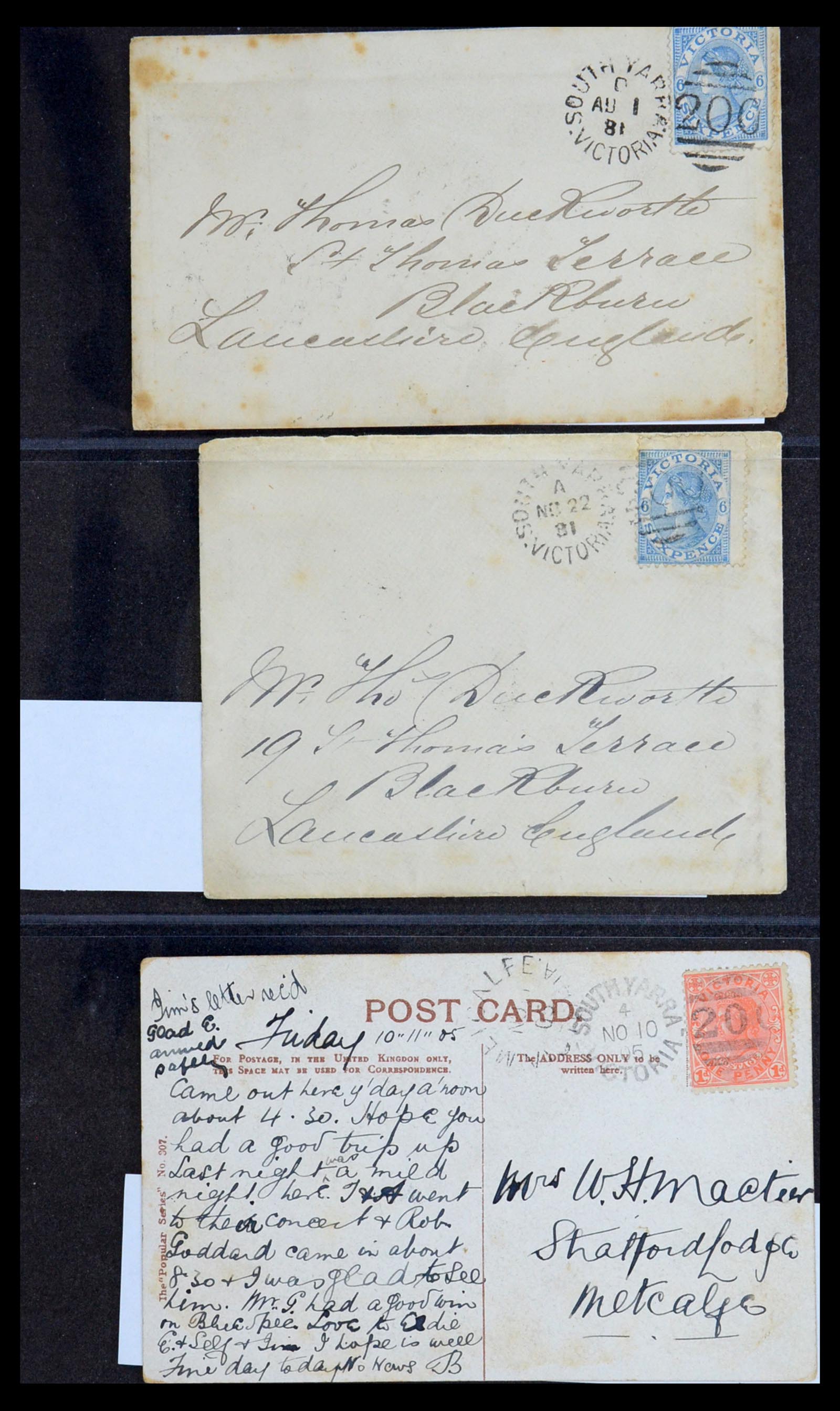 36569 044 - Stamp collection 36569 Australian States covers and cards 1863-1909.