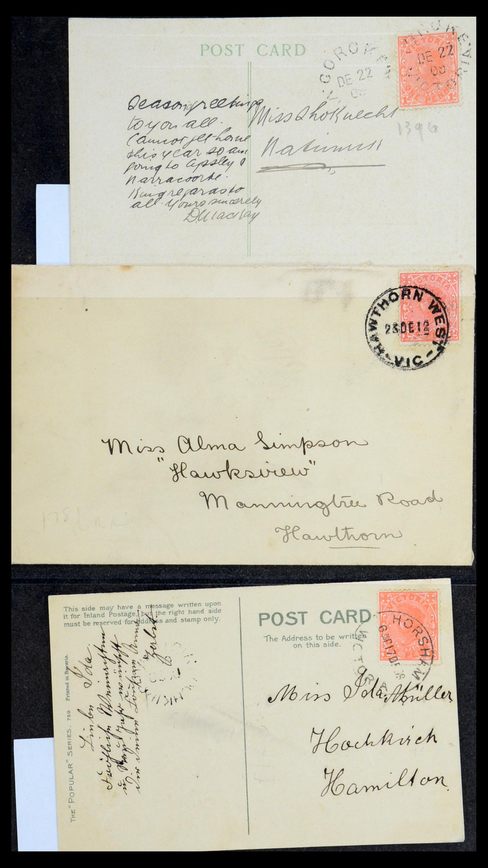36569 056 - Postzegelverzameling 36569 Australische Staten brieven en kaarten 186