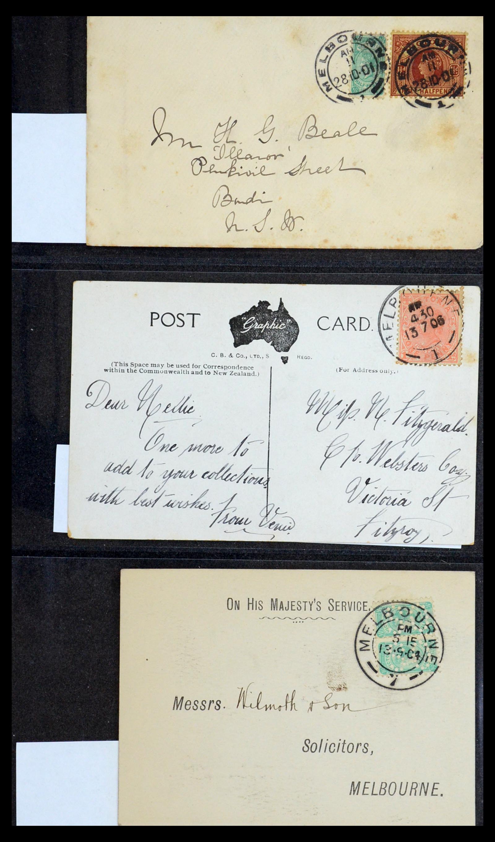 36569 065 - Stamp collection 36569 Australian States covers and cards 1863-1909.