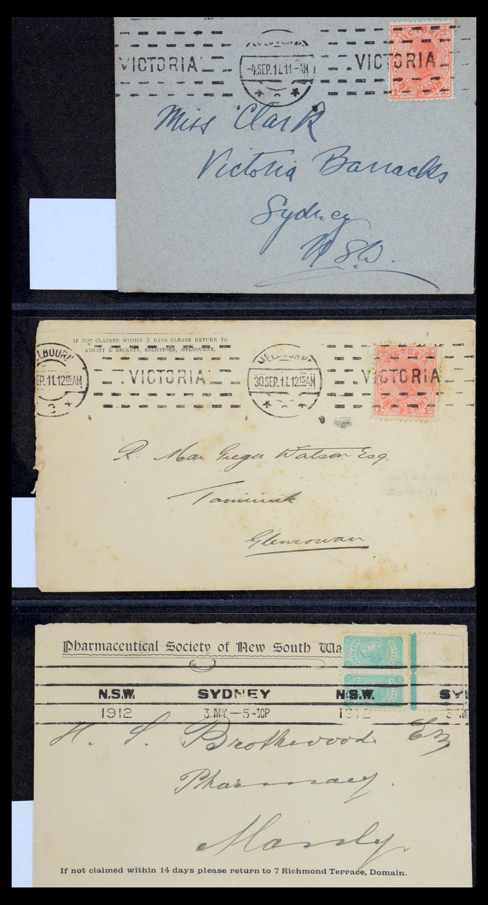 36569 072 - Postzegelverzameling 36569 Australische Staten brieven en kaarten 186