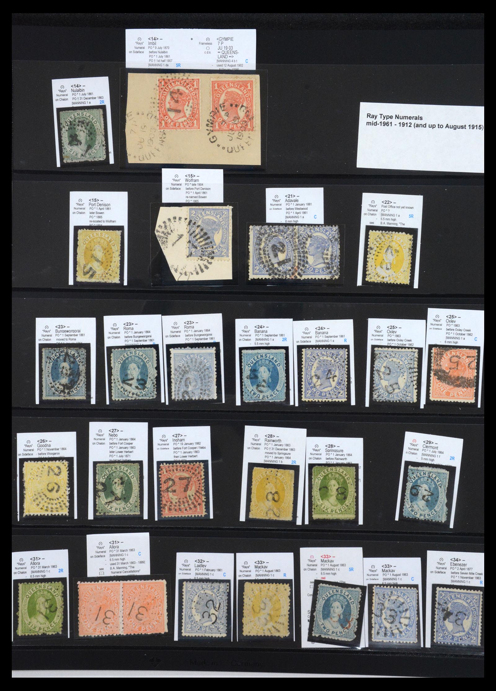 36570 008 - Postzegelverzameling 36570 Queensland stempel verzameling 1850-1911.