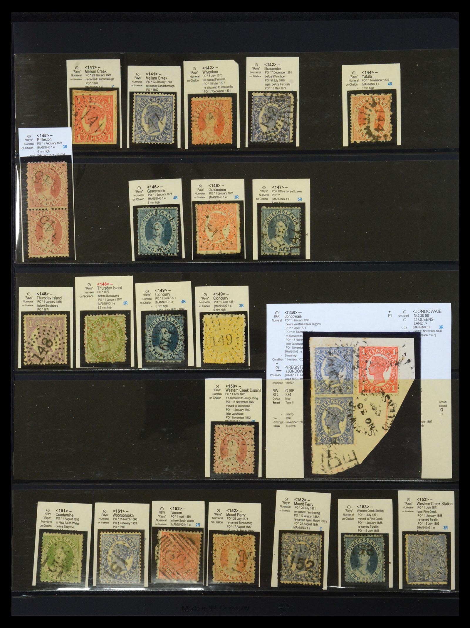 36570 017 - Postzegelverzameling 36570 Queensland stempel verzameling 1850-1911.