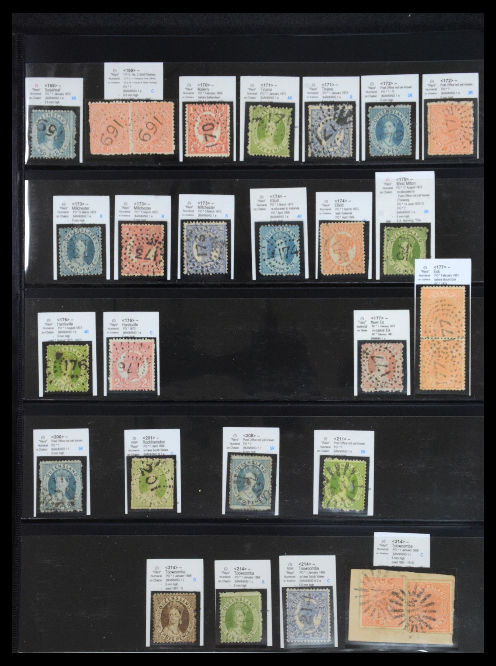 36570 019 - Postzegelverzameling 36570 Queensland stempel verzameling 1850-1911.
