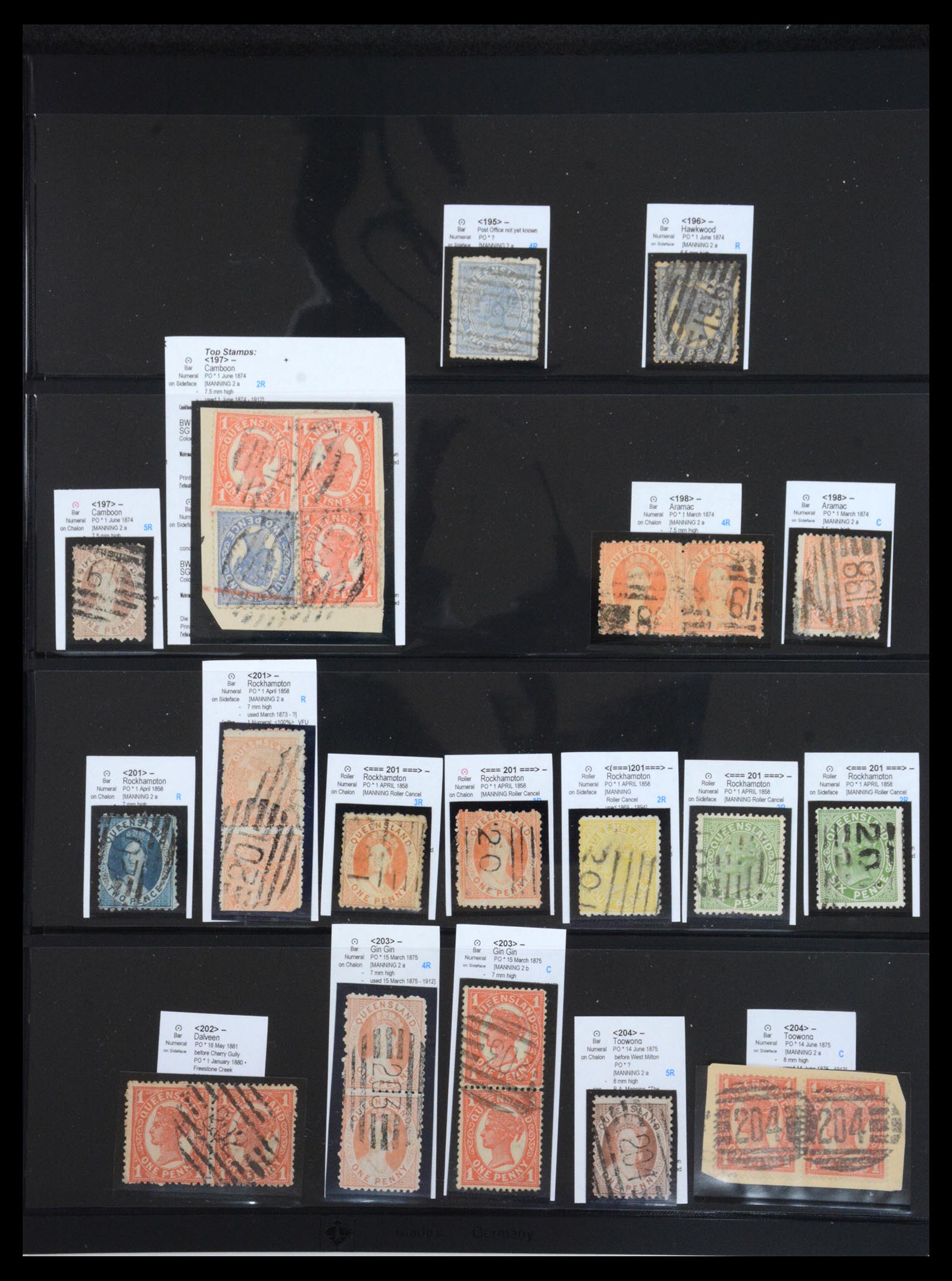 36570 023 - Postzegelverzameling 36570 Queensland stempel verzameling 1850-1911.