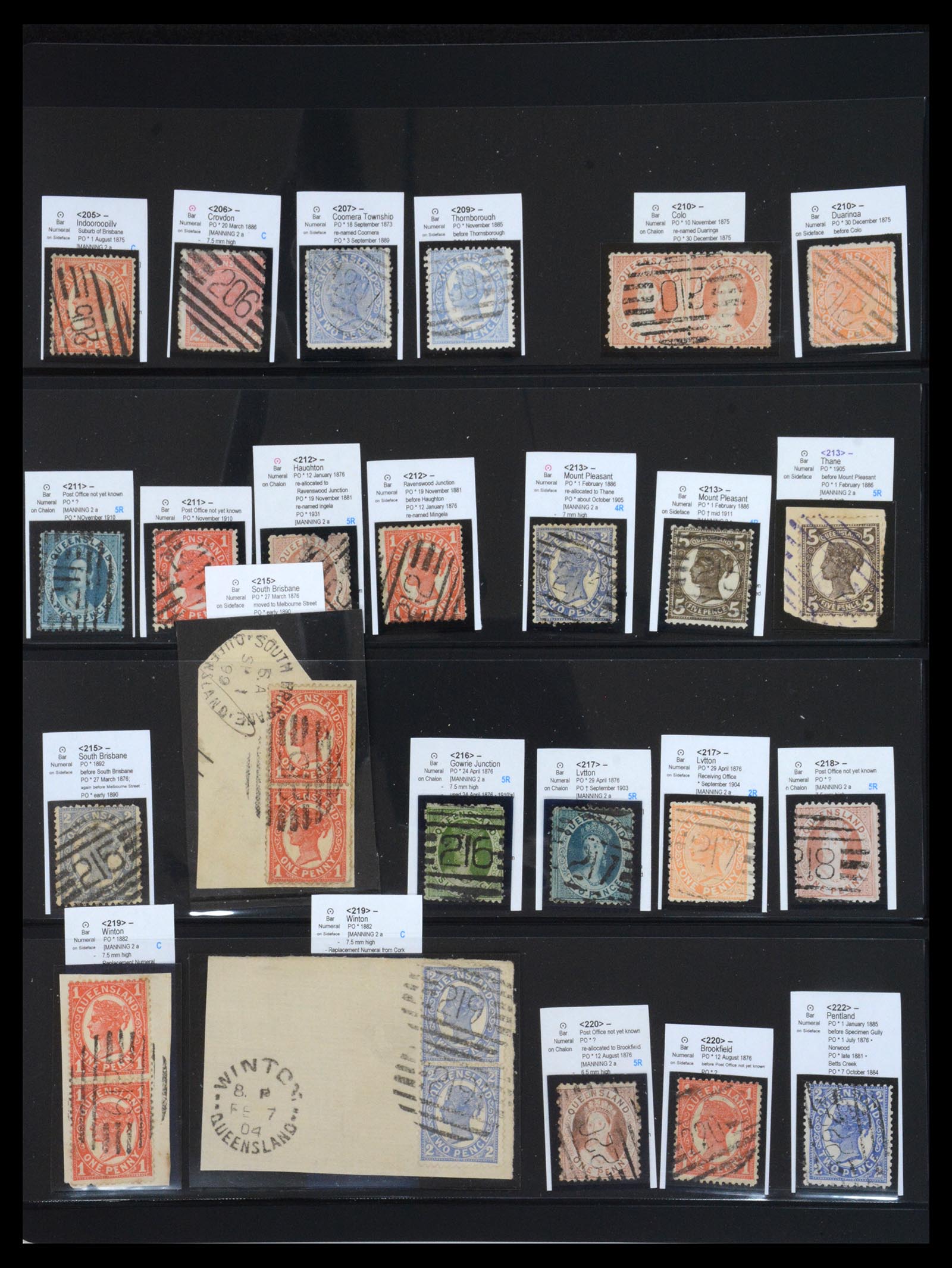 36570 024 - Postzegelverzameling 36570 Queensland stempel verzameling 1850-1911.