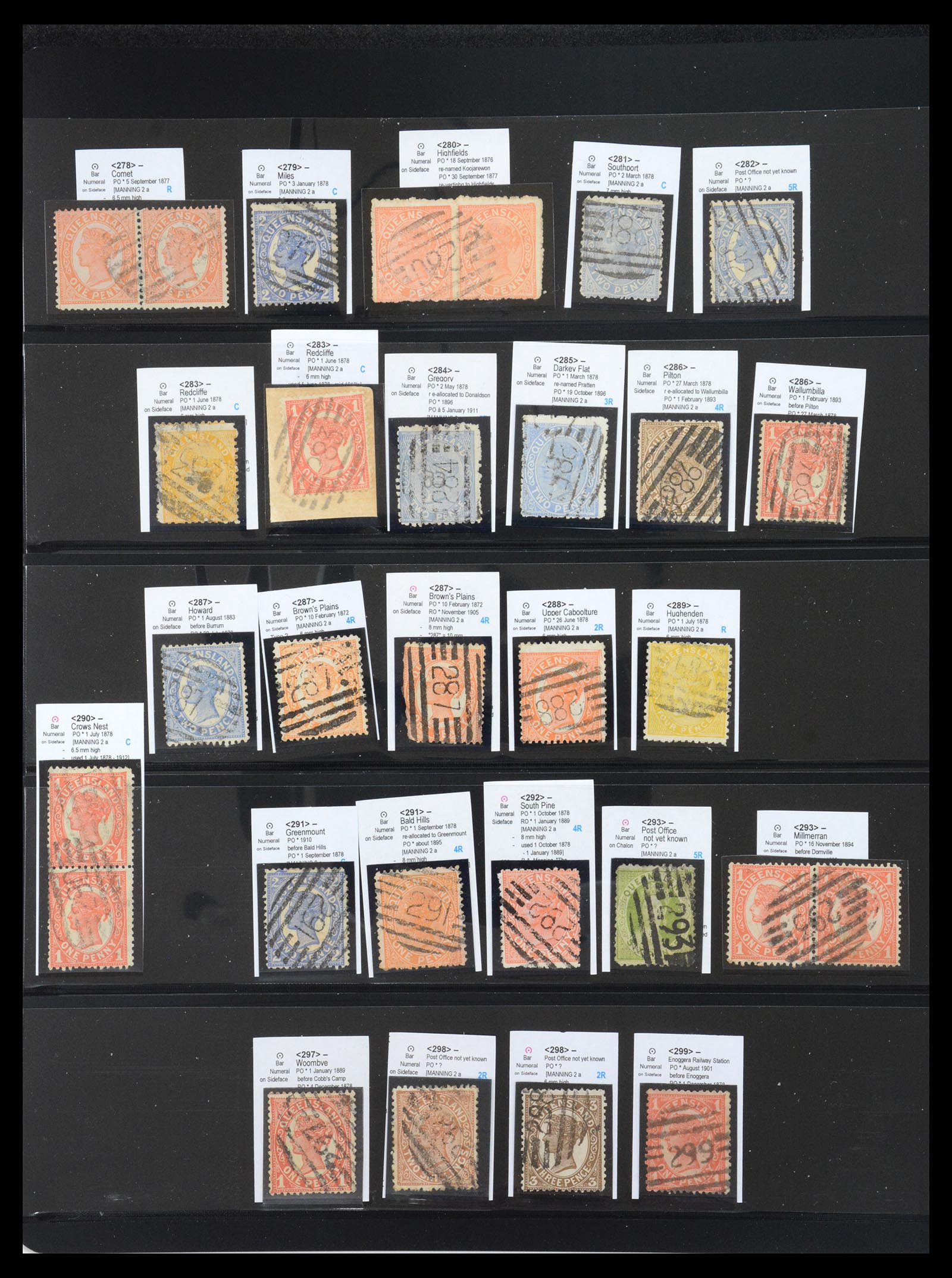 36570 028 - Postzegelverzameling 36570 Queensland stempel verzameling 1850-1911.