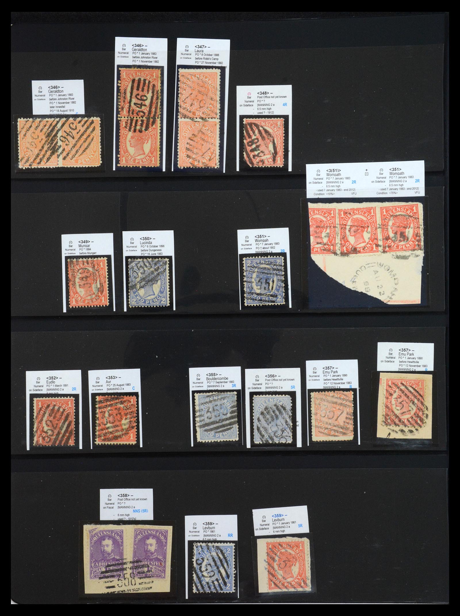 36570 032 - Postzegelverzameling 36570 Queensland stempel verzameling 1850-1911.