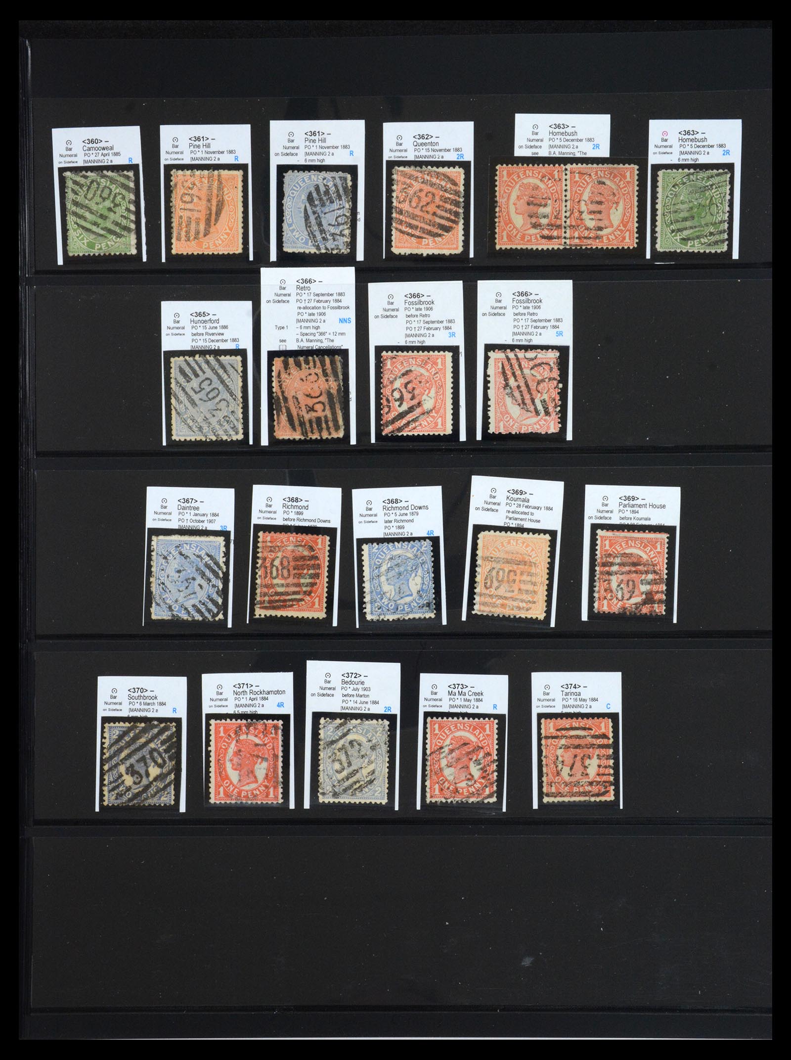 36570 033 - Postzegelverzameling 36570 Queensland stempel verzameling 1850-1911.