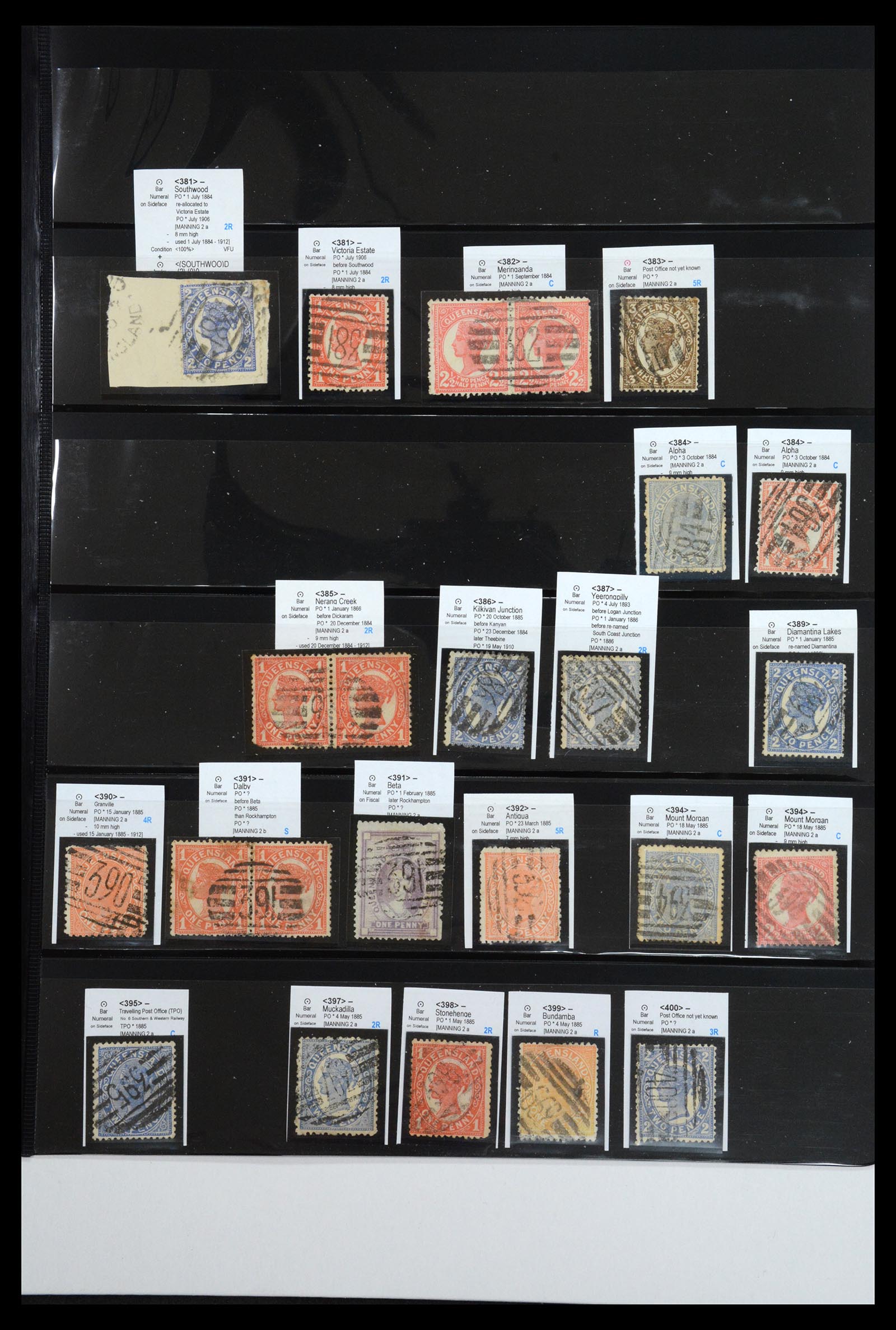 36570 035 - Postzegelverzameling 36570 Queensland stempel verzameling 1850-1911.