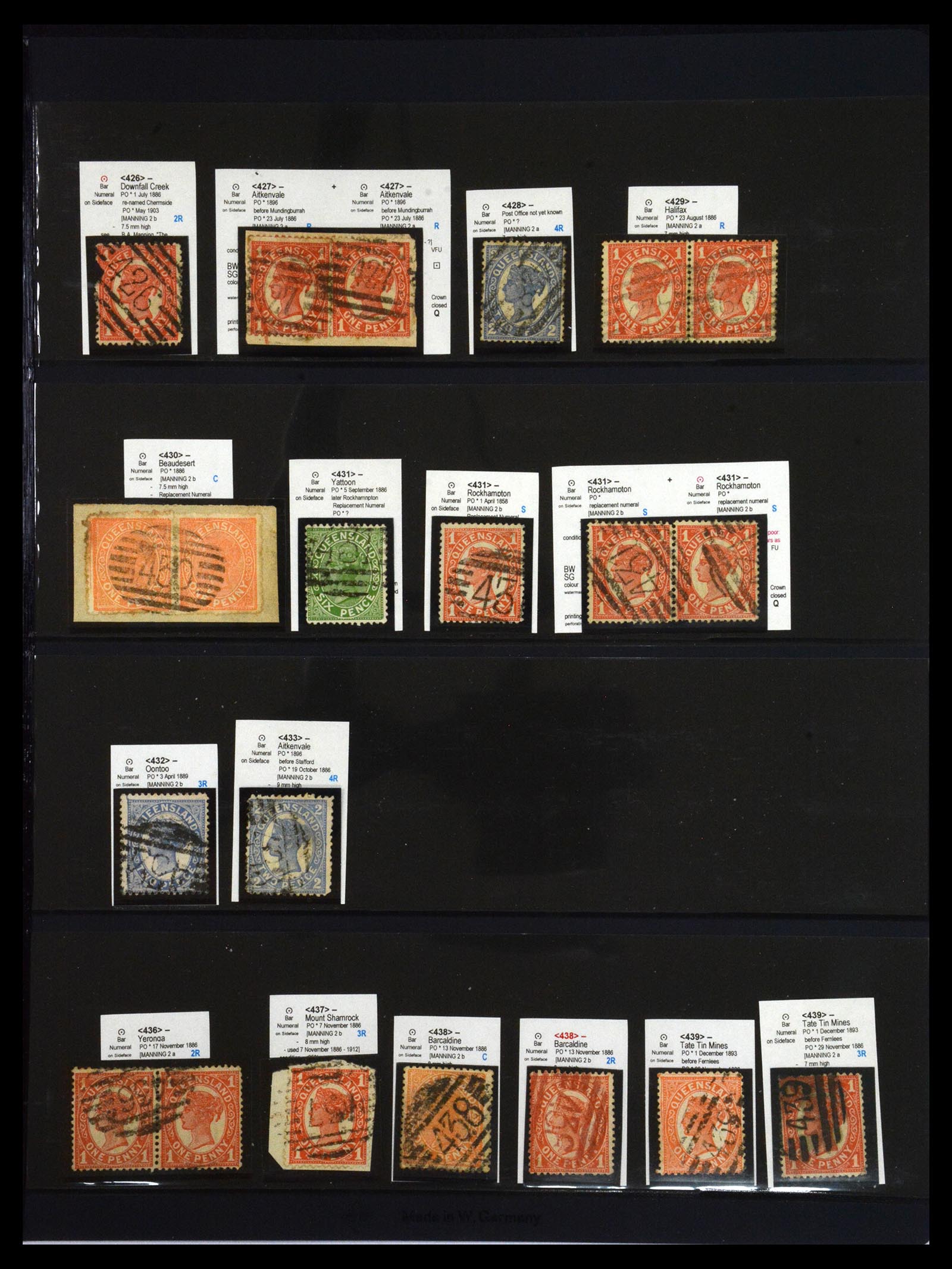 36570 037 - Postzegelverzameling 36570 Queensland stempel verzameling 1850-1911.