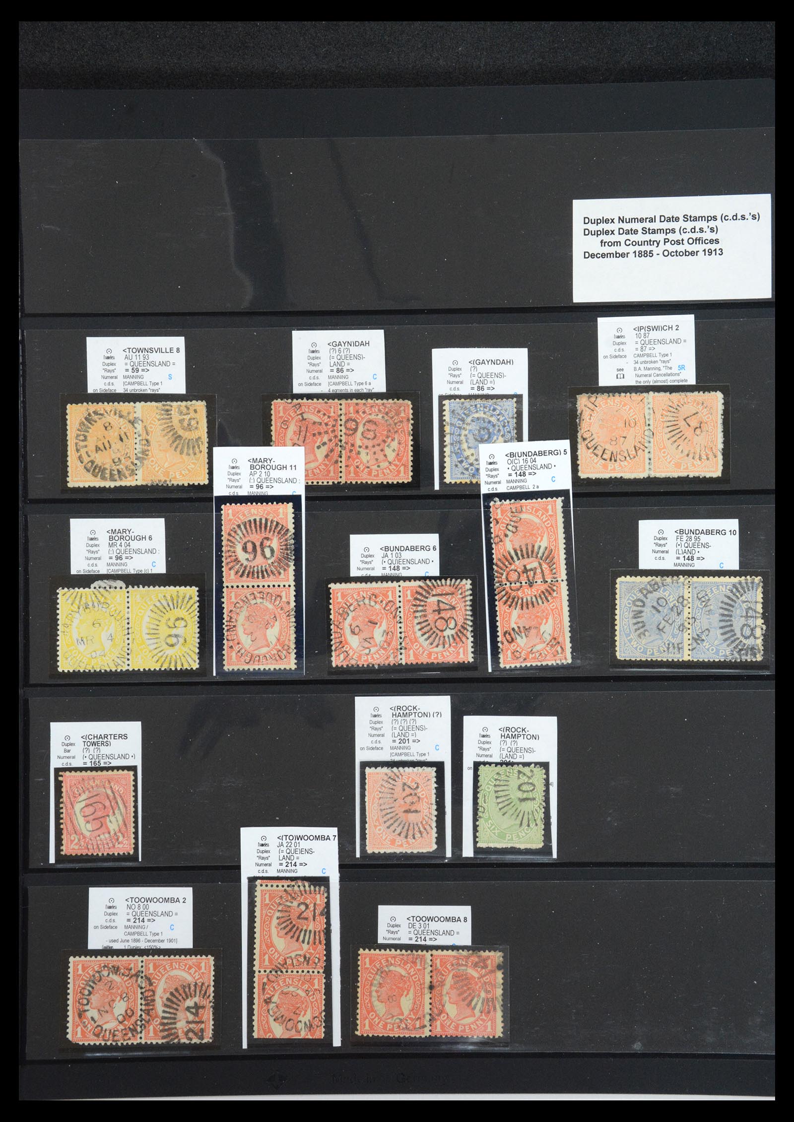 36570 053 - Postzegelverzameling 36570 Queensland stempel verzameling 1850-1911.