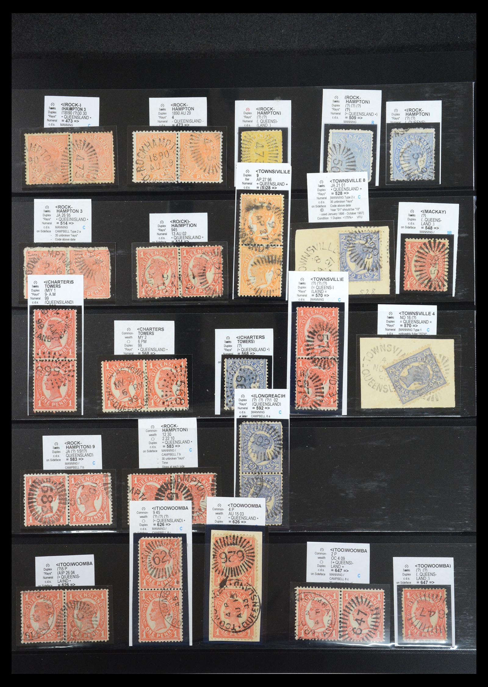 36570 054 - Postzegelverzameling 36570 Queensland stempel verzameling 1850-1911.