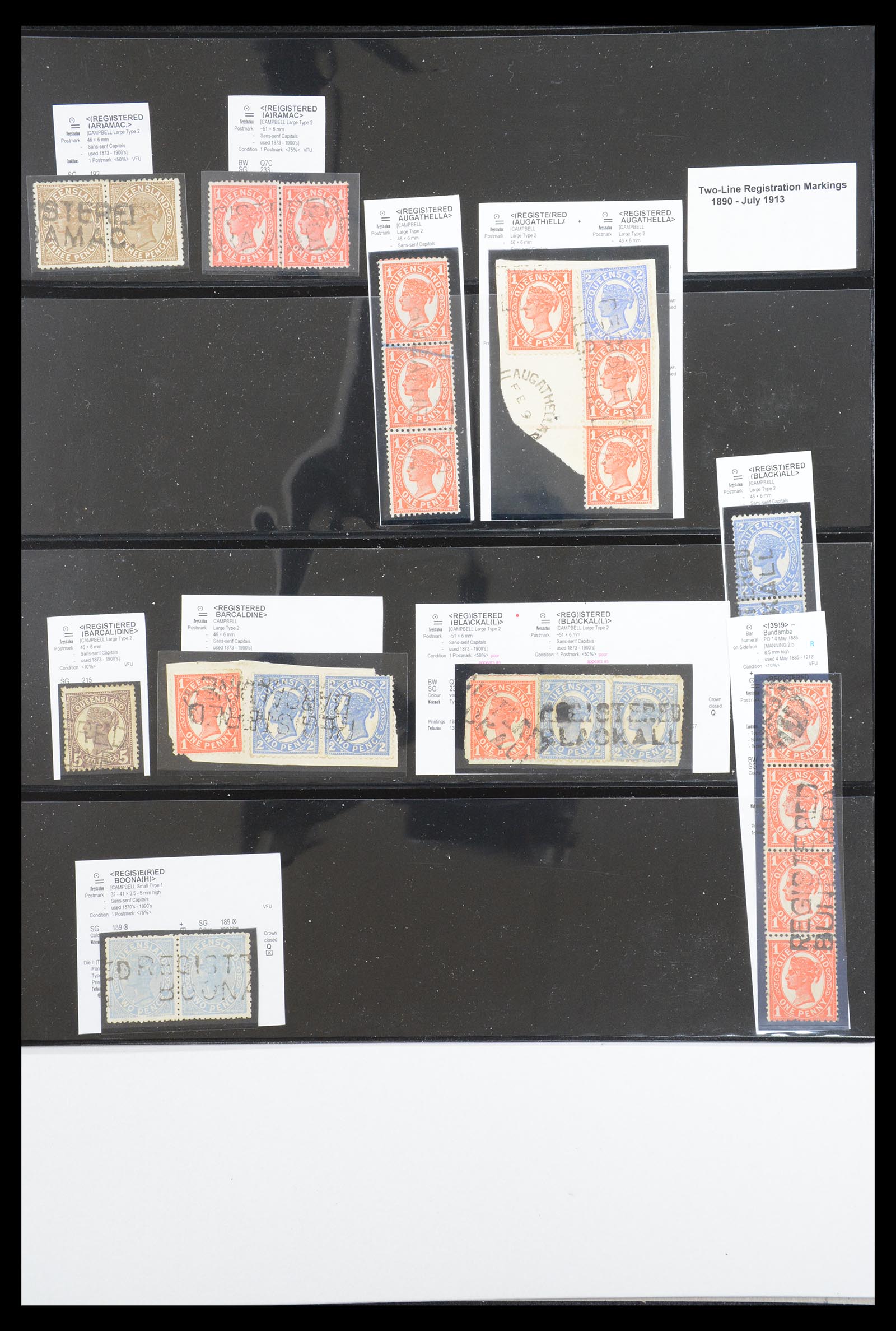 36570 055 - Postzegelverzameling 36570 Queensland stempel verzameling 1850-1911.