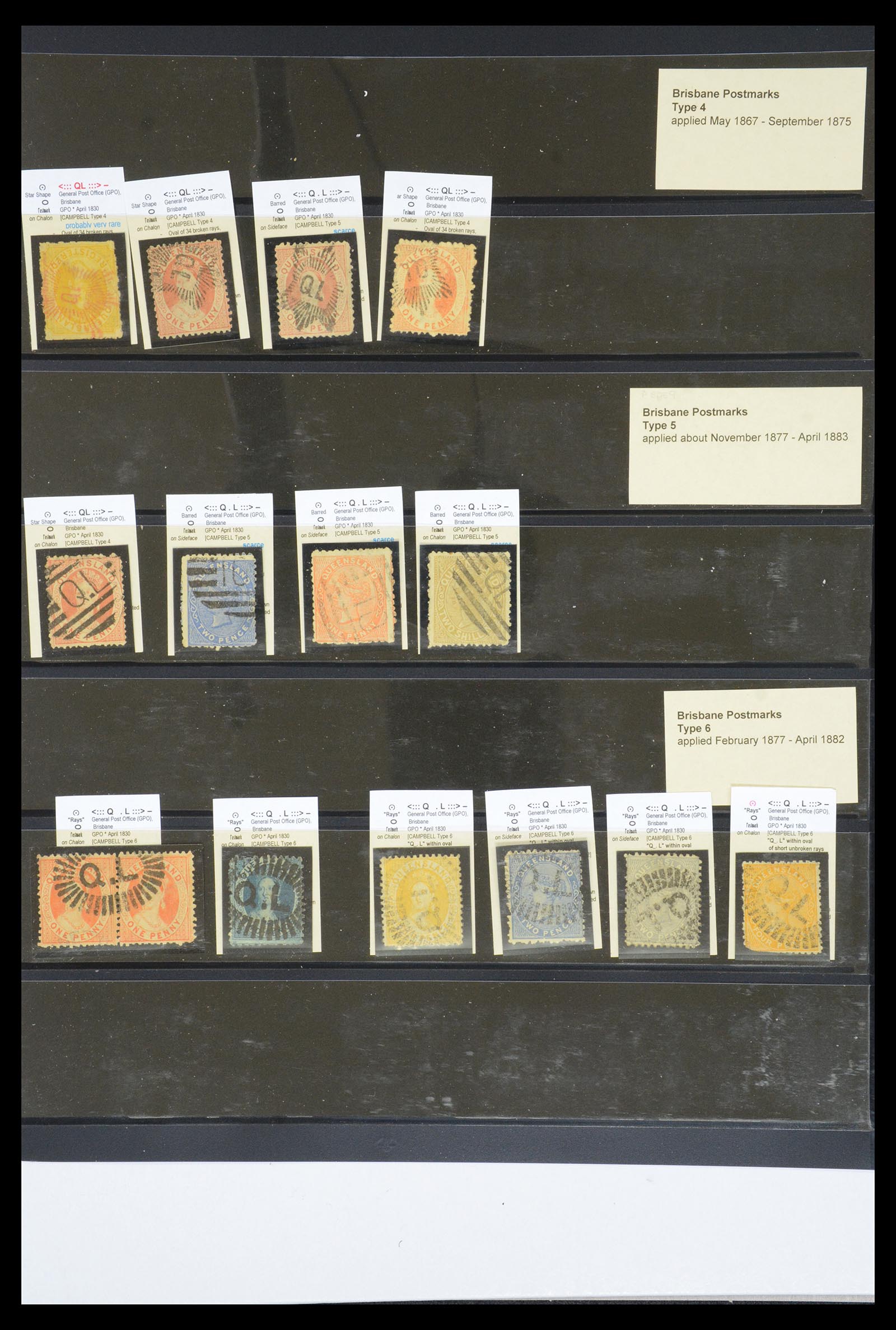36570 066 - Postzegelverzameling 36570 Queensland stempel verzameling 1850-1911.