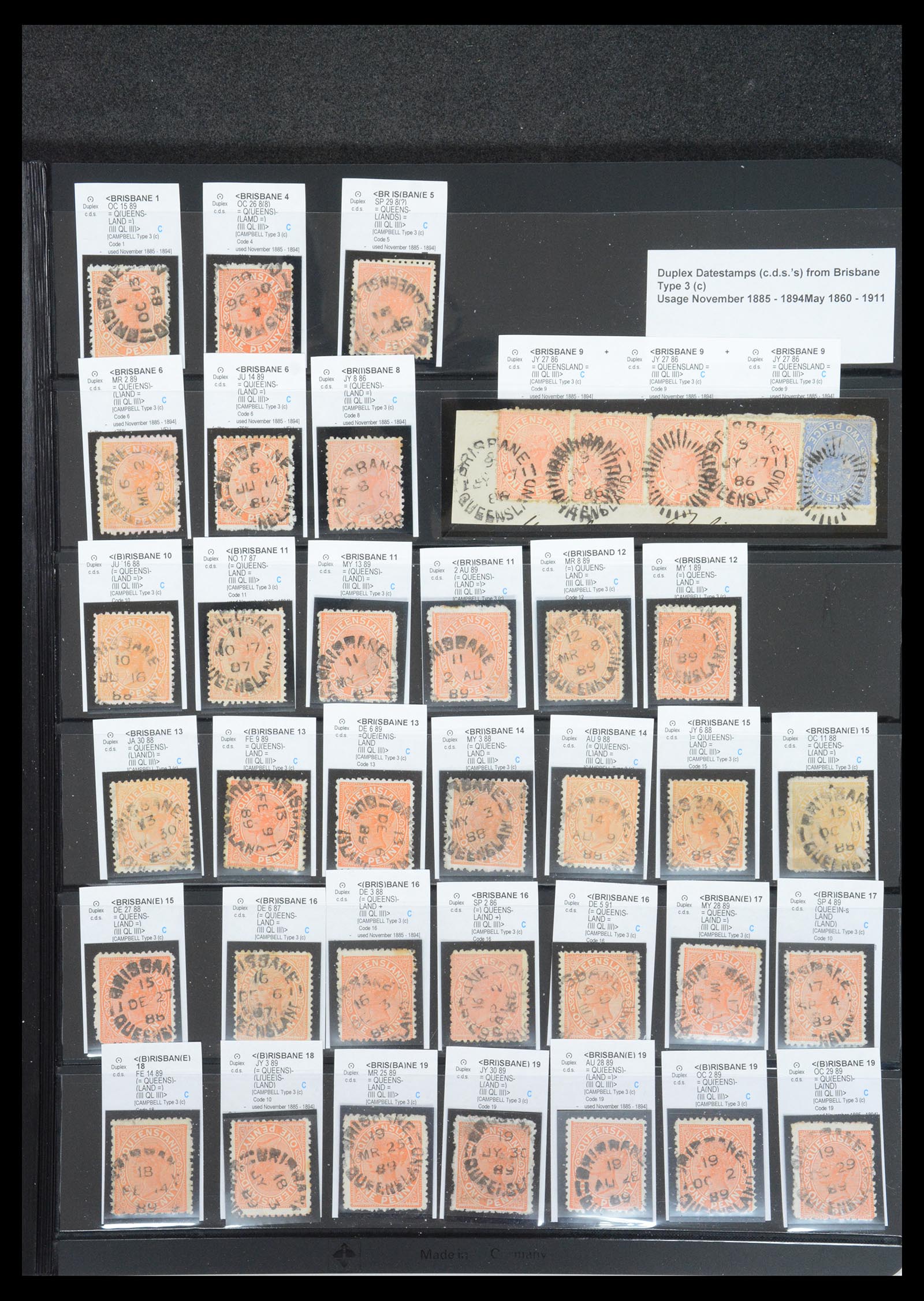 36570 069 - Postzegelverzameling 36570 Queensland stempel verzameling 1850-1911.
