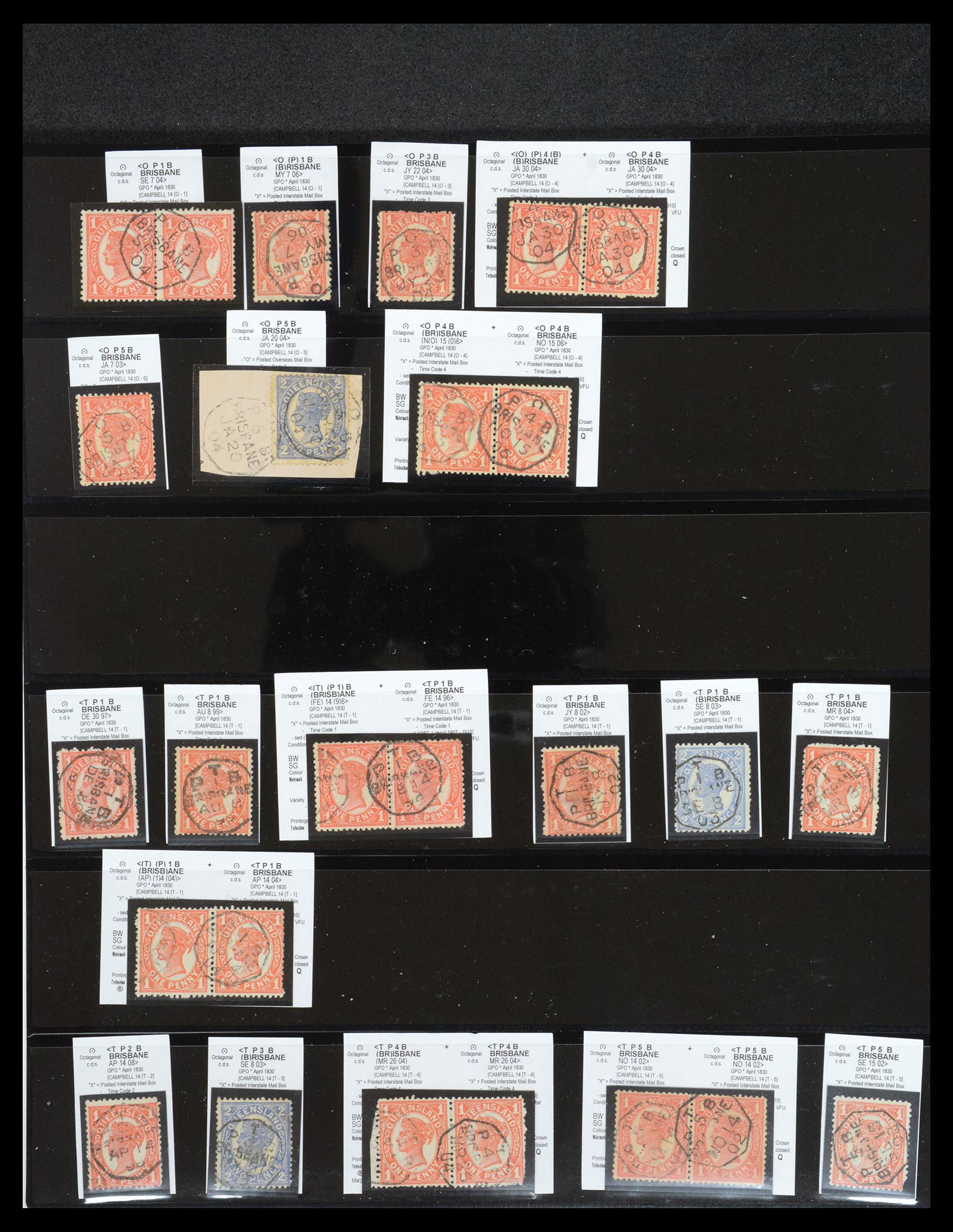 36570 074 - Postzegelverzameling 36570 Queensland stempel verzameling 1850-1911.