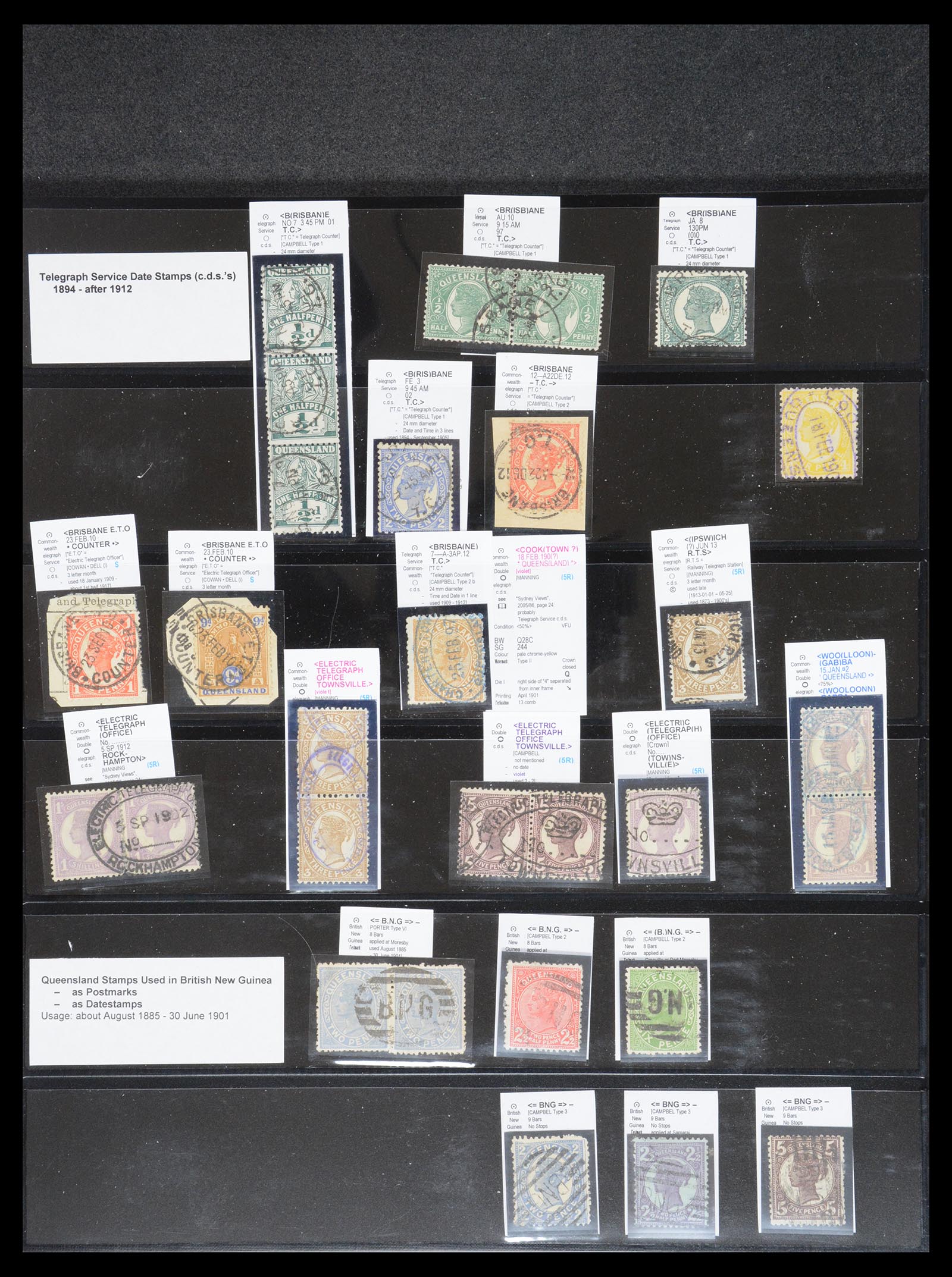 36570 121 - Postzegelverzameling 36570 Queensland stempel verzameling 1850-1911.