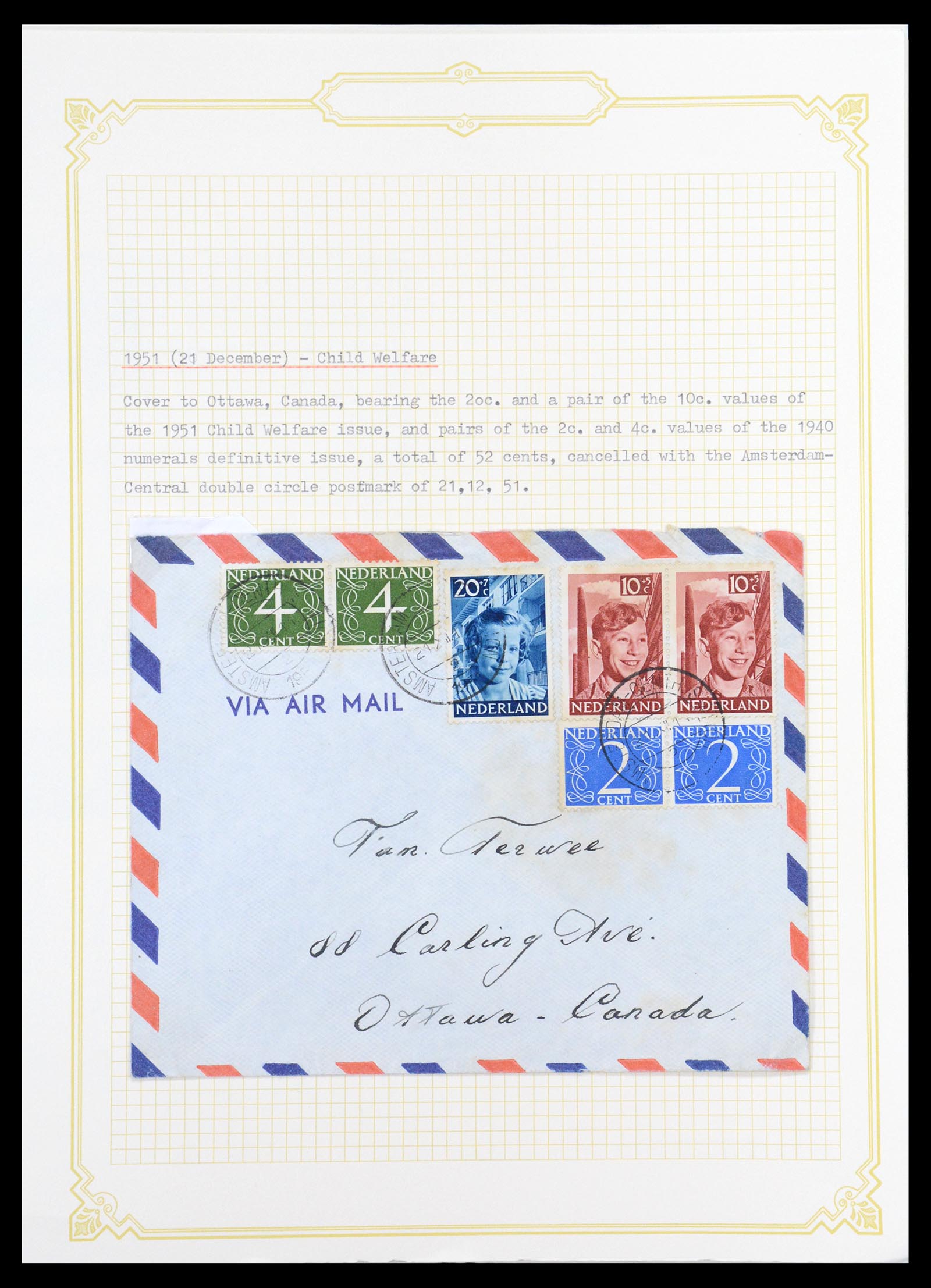 36600 191 - Stamp collection 36600 Nederland brieven 1899-1952.