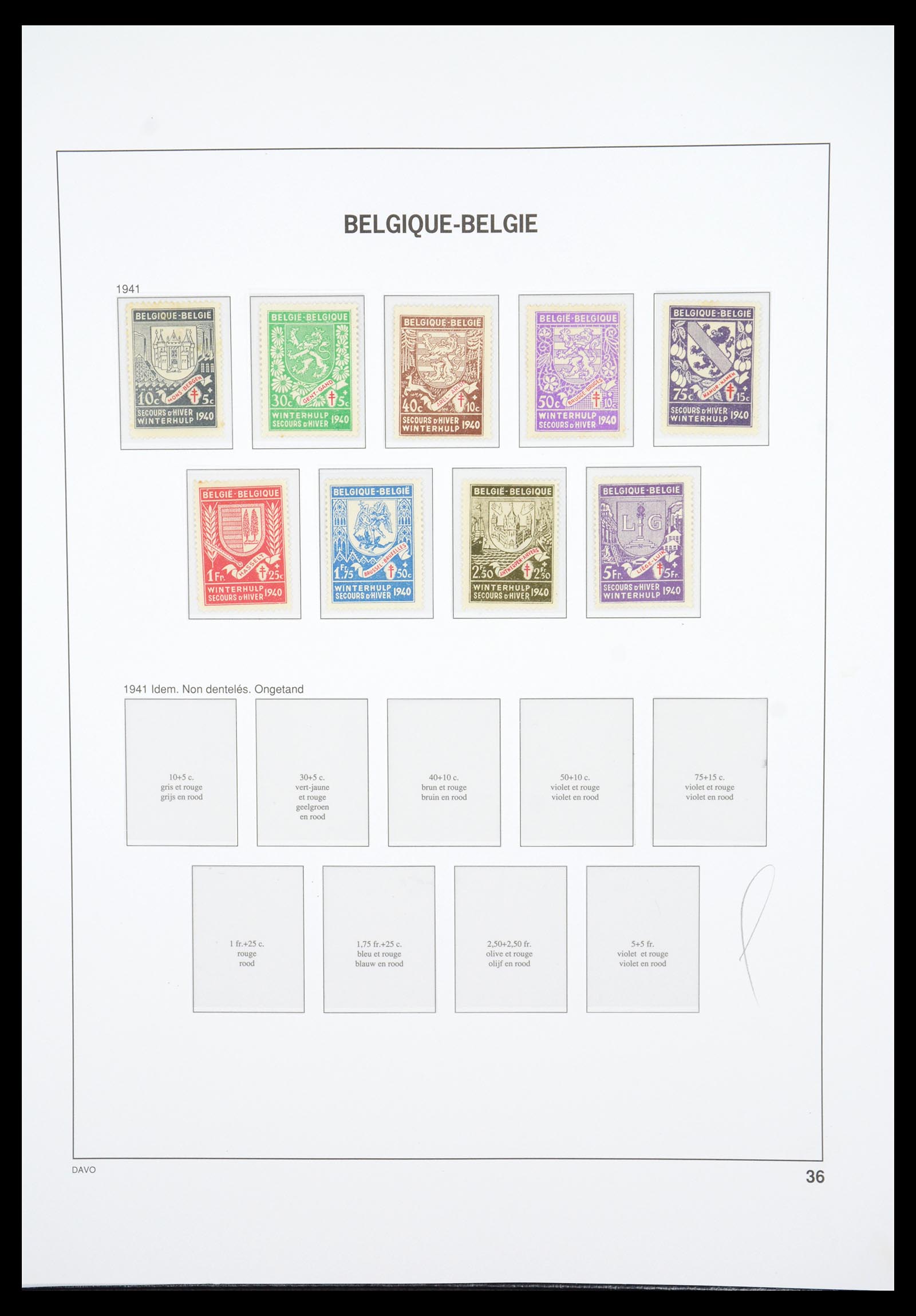 36603 047 - Postzegelverzameling 36603 Belgium 1849-1945.