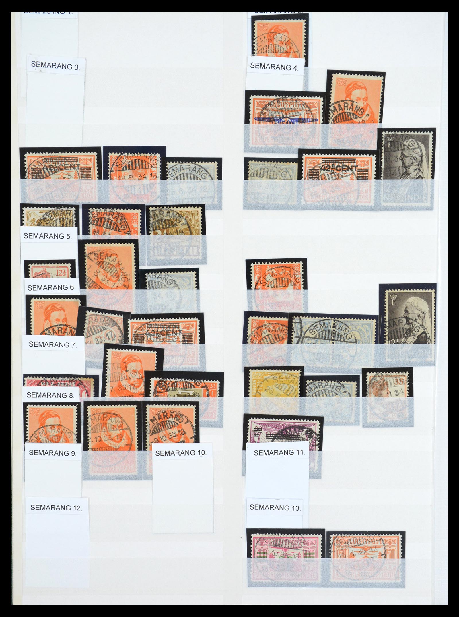 36617 016 - Stamp collection 36617 Nederlands Indië stempels.