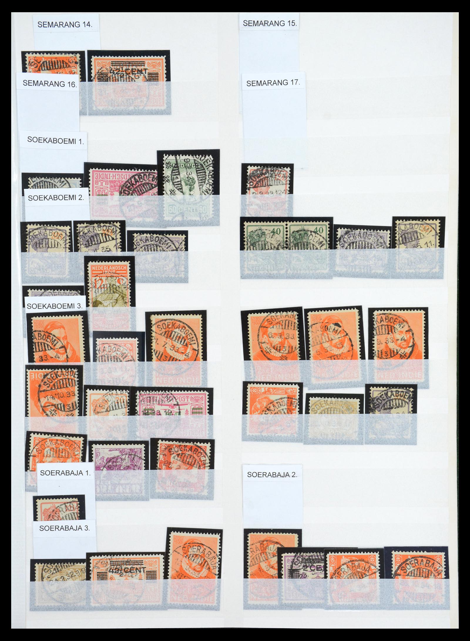 36617 017 - Postzegelverzameling 36617 Dutch east Indies cancels.