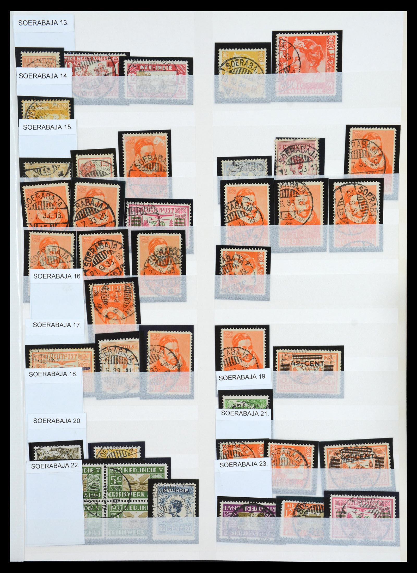 36617 019 - Stamp collection 36617 Nederlands Indië stempels.