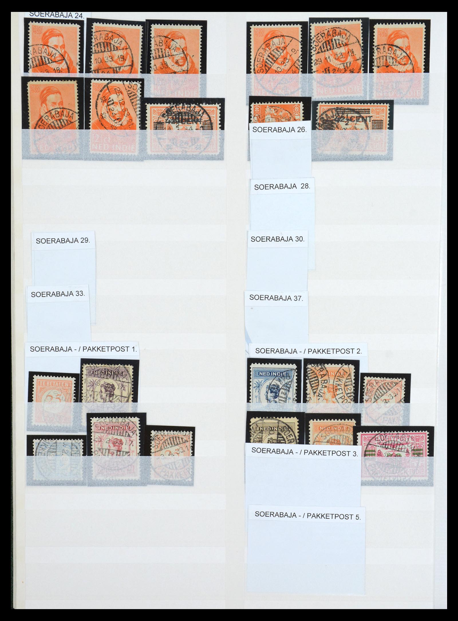 36617 020 - Postzegelverzameling 36617 Dutch east Indies cancels.