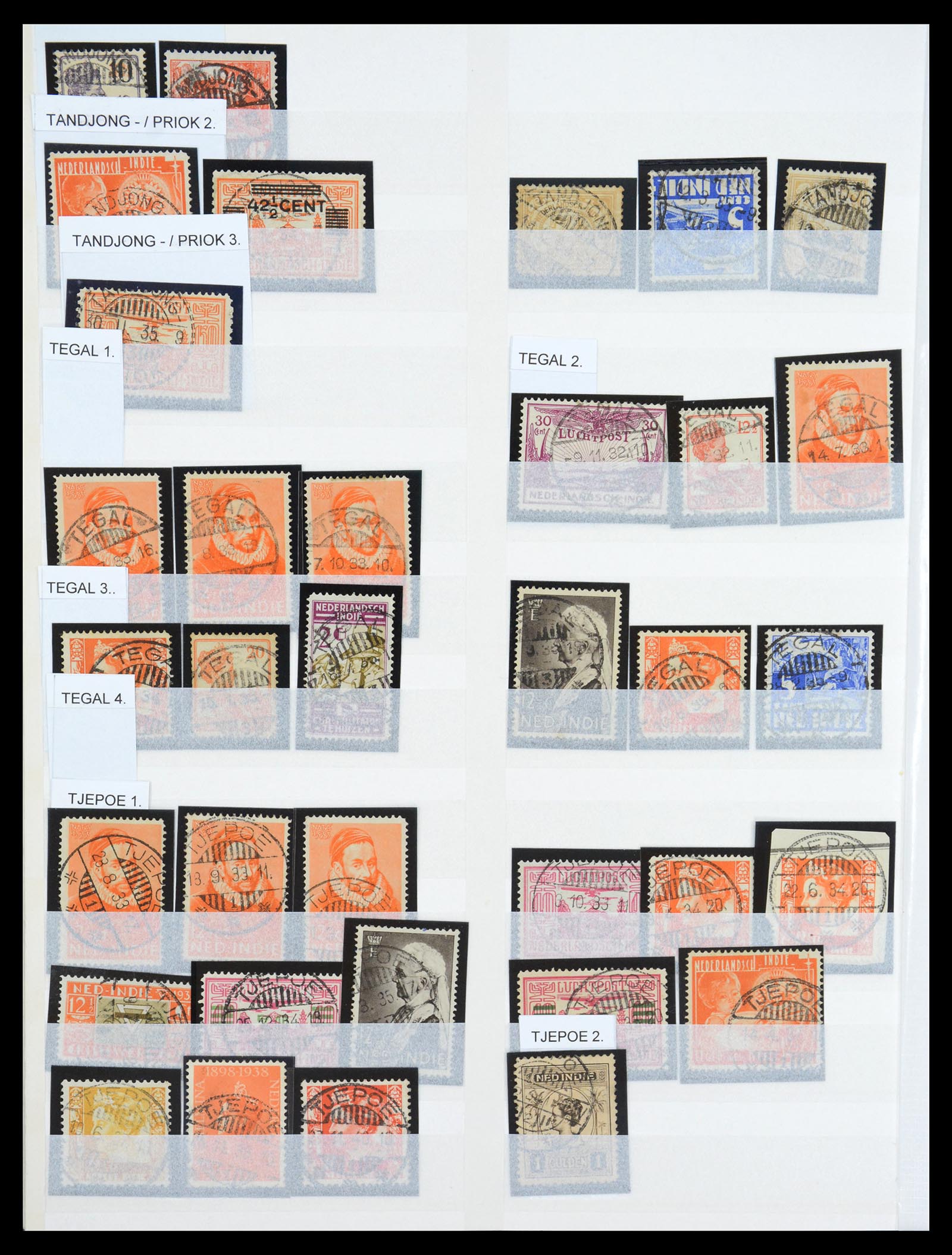 36617 022 - Postzegelverzameling 36617 Dutch east Indies cancels.