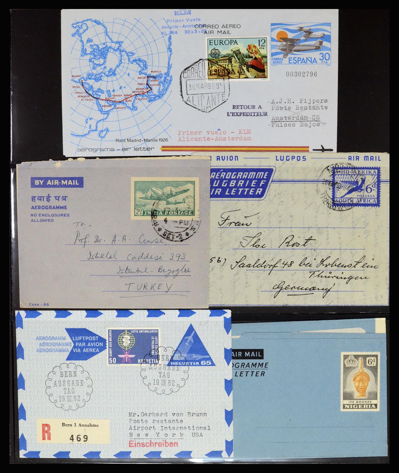 36627 001 - Postzegelverzameling 36627 Wereld aerogrammen.
