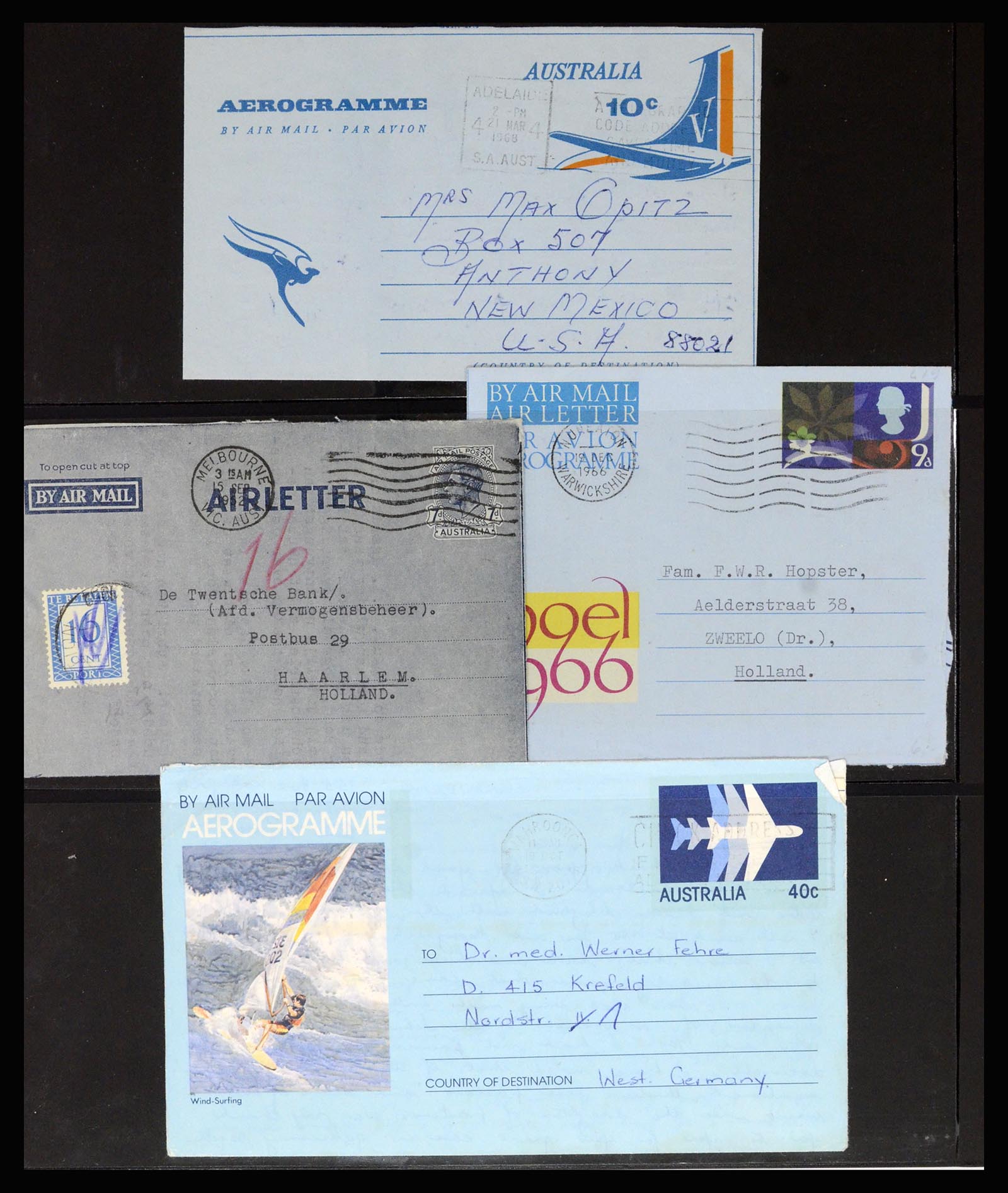 36627 002 - Postzegelverzameling 36627 Wereld aerogrammen.