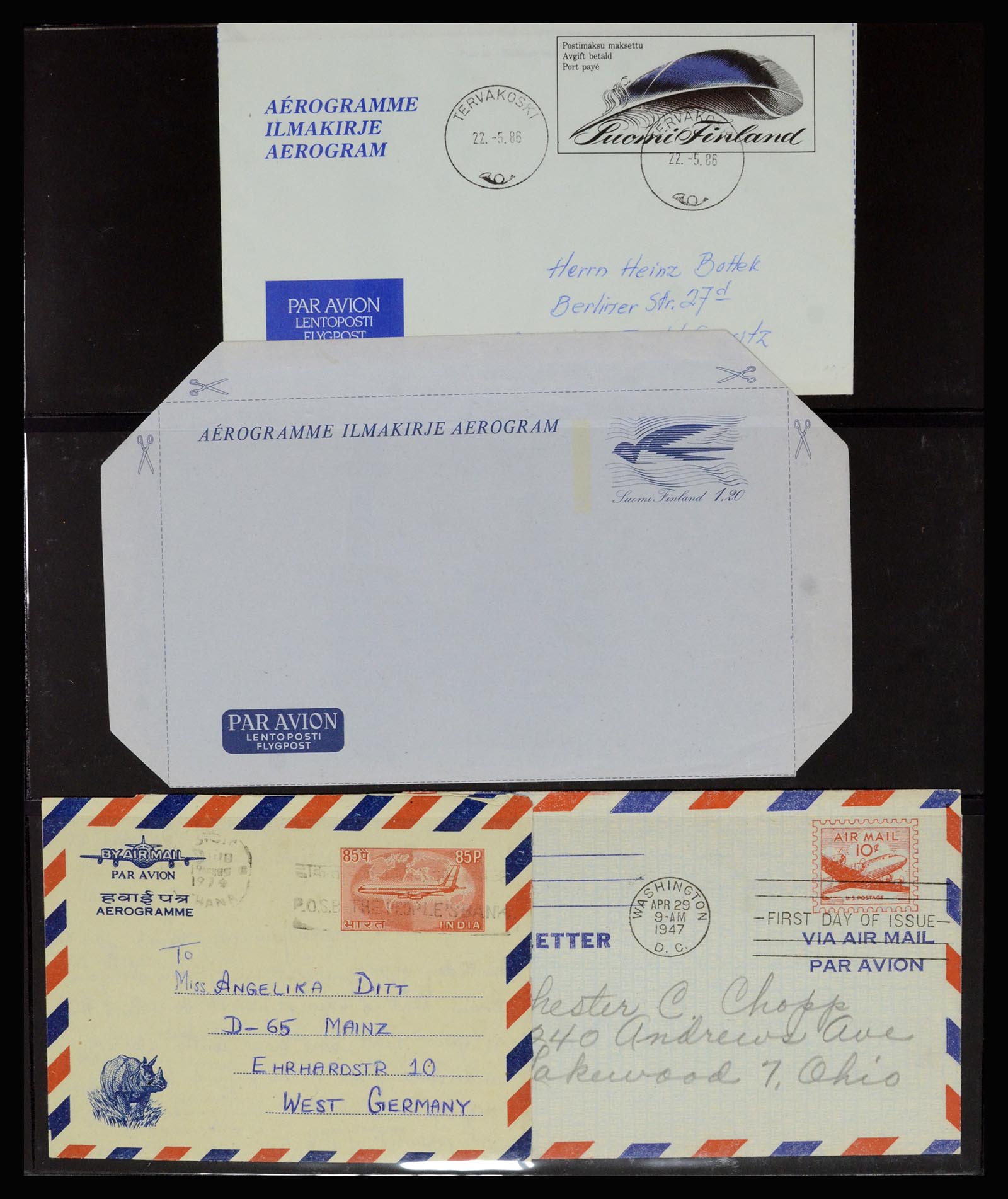 36627 003 - Postzegelverzameling 36627 Wereld aerogrammen.