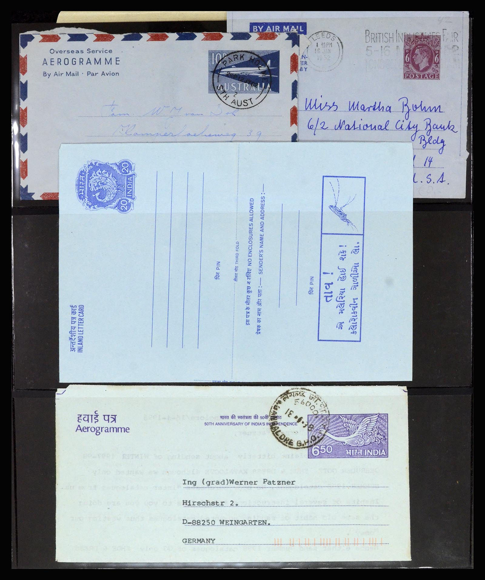 36627 011 - Postzegelverzameling 36627 Wereld aerogrammen.