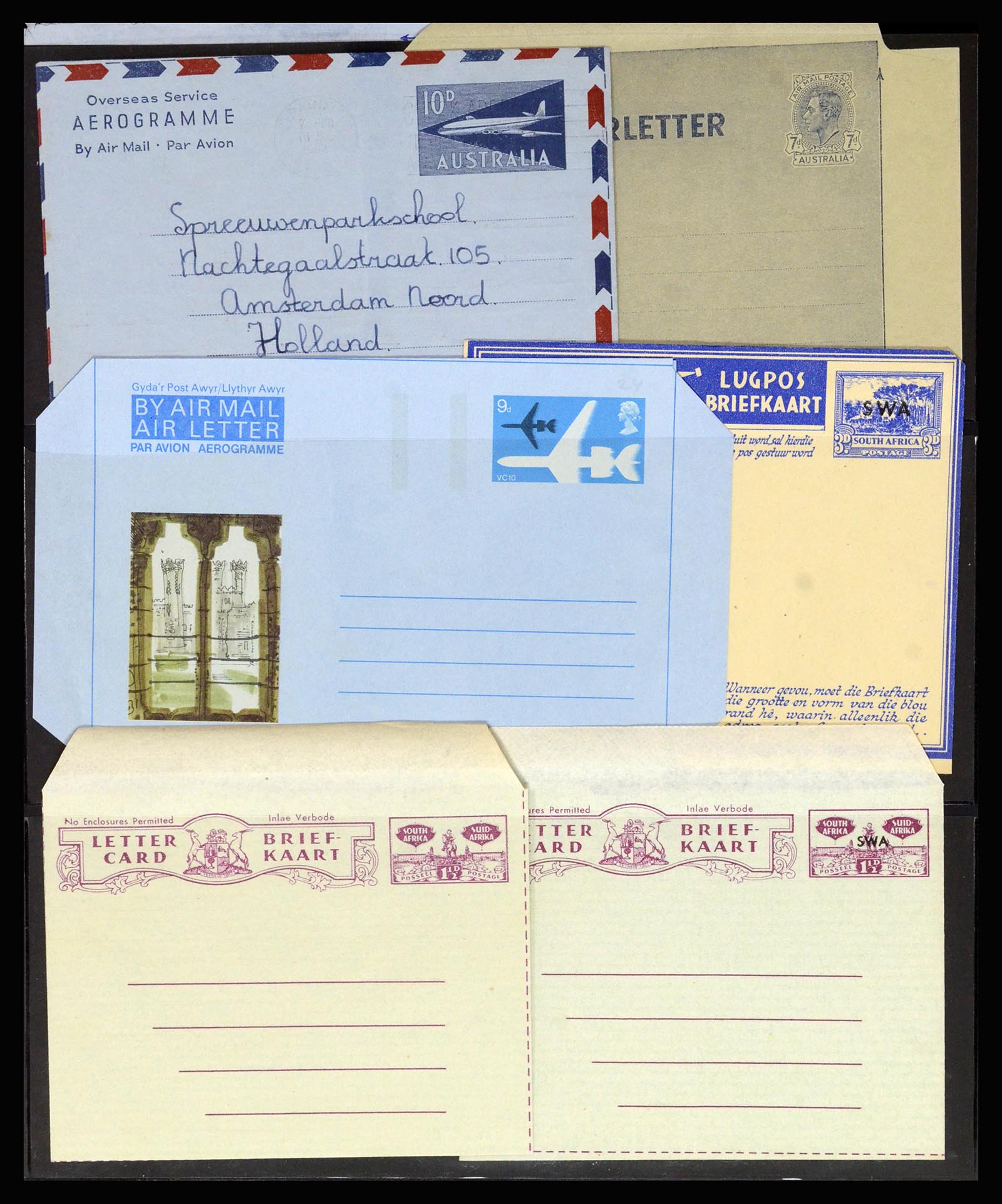 36627 012 - Postzegelverzameling 36627 Wereld aerogrammen.