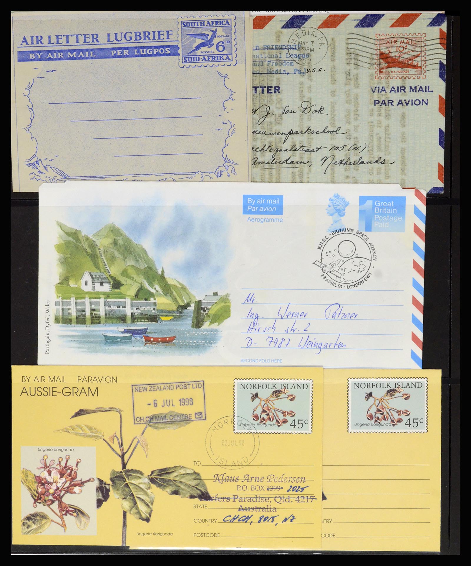 36627 014 - Postzegelverzameling 36627 Wereld aerogrammen.