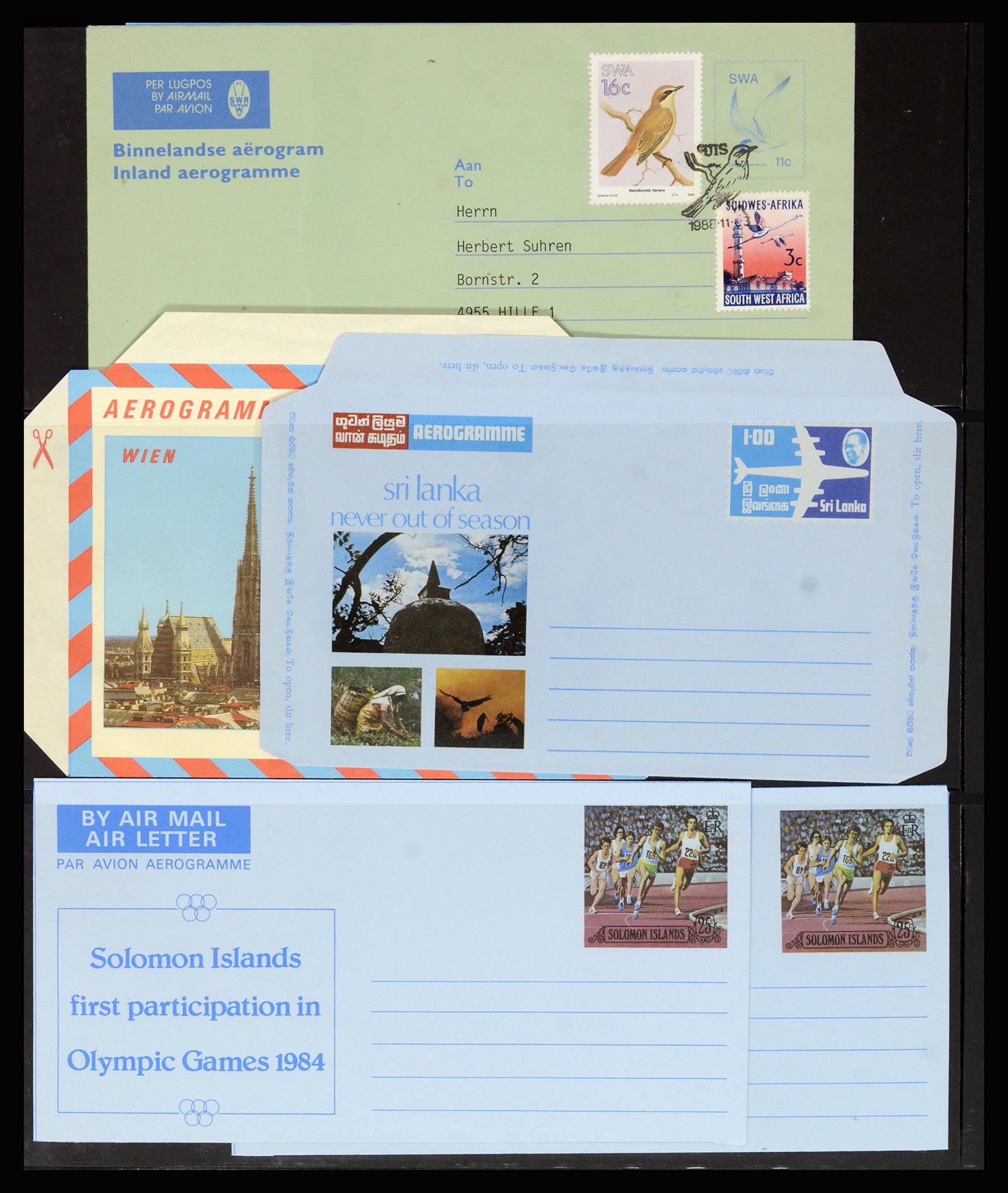 36627 024 - Postzegelverzameling 36627 Wereld aerogrammen.
