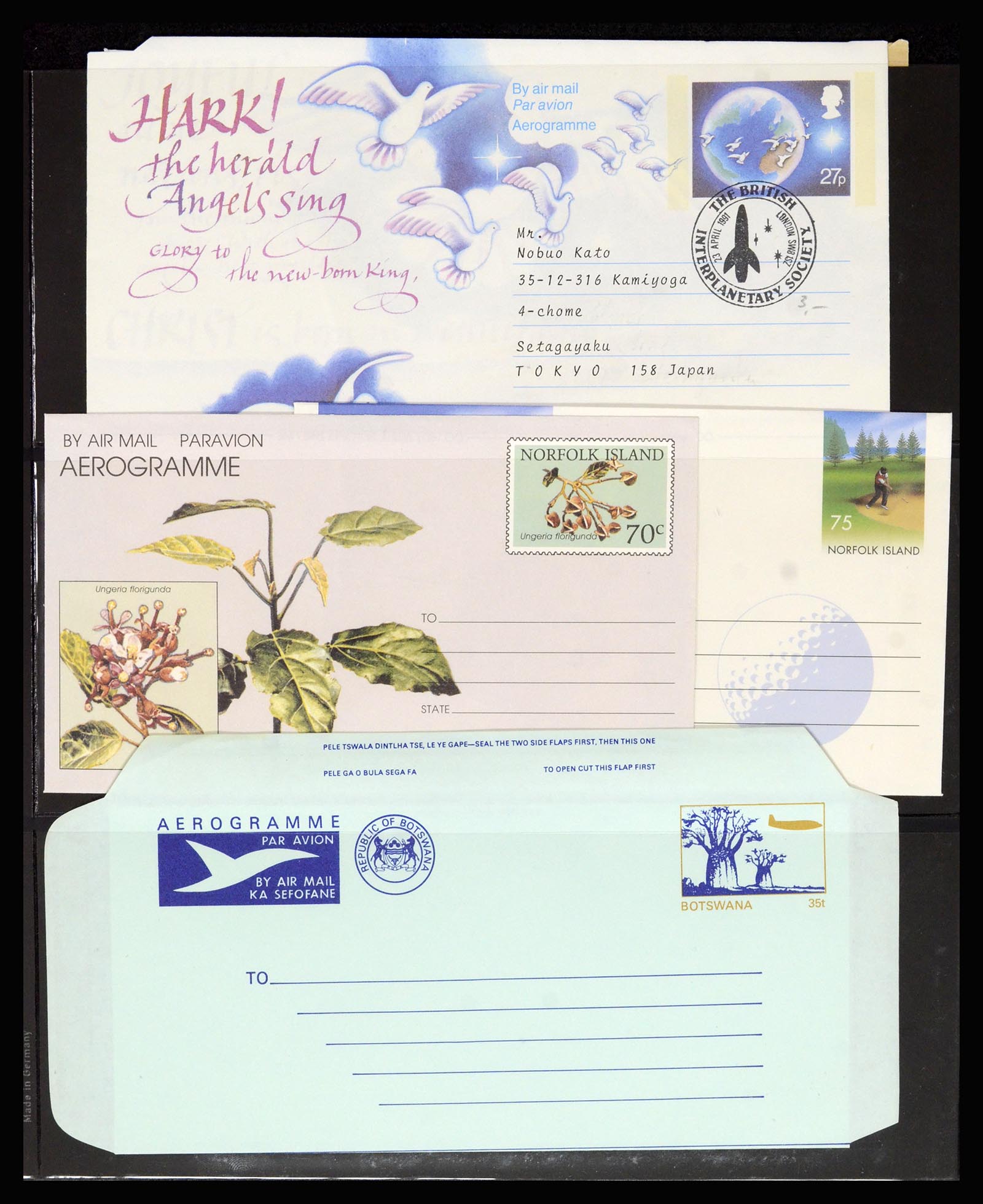 36627 033 - Postzegelverzameling 36627 Wereld aerogrammen.